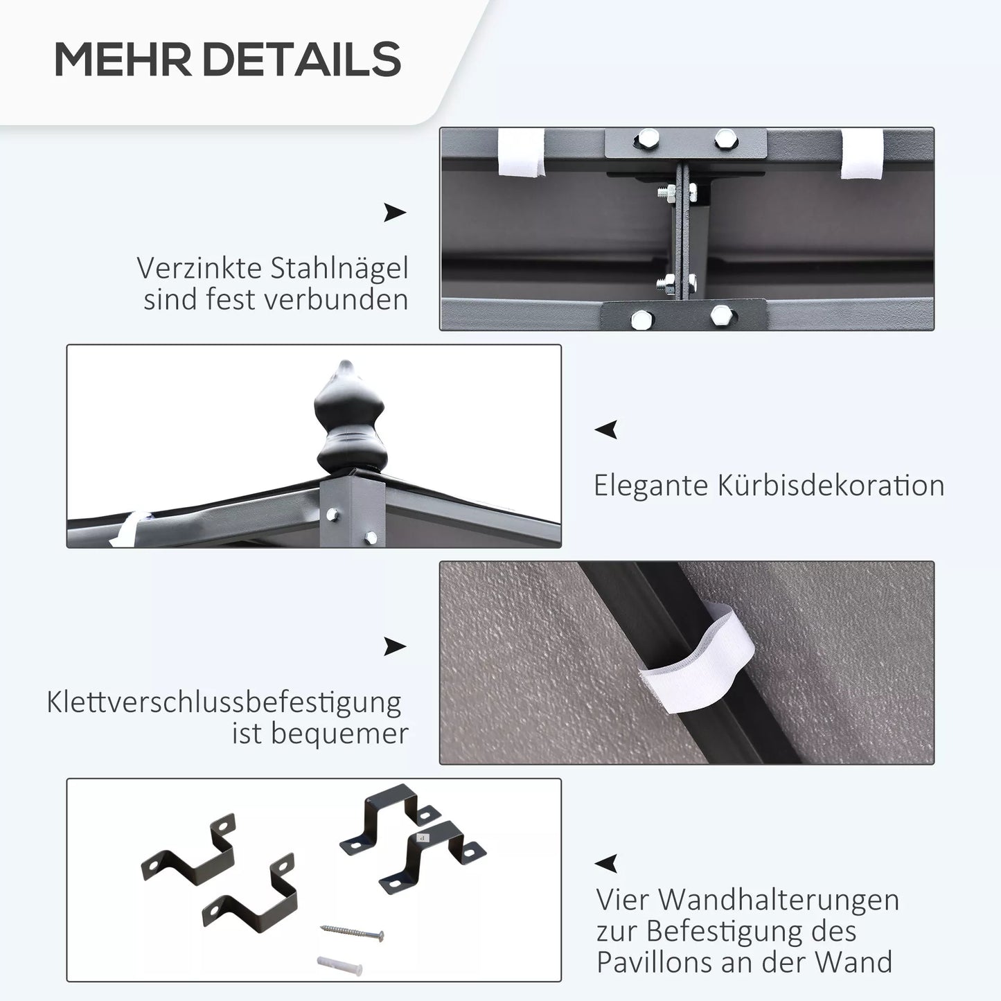 Pergola Sodo pavėsinė Baldakimas Metalo Pilka 297x297cm