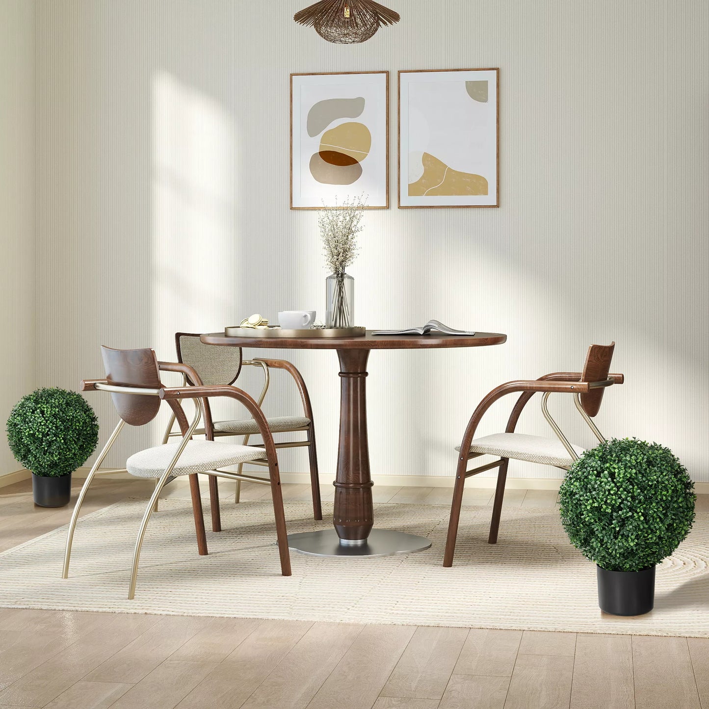 Dirbtinis buksmedis, rutuliškas, 52x40 cm, žalias