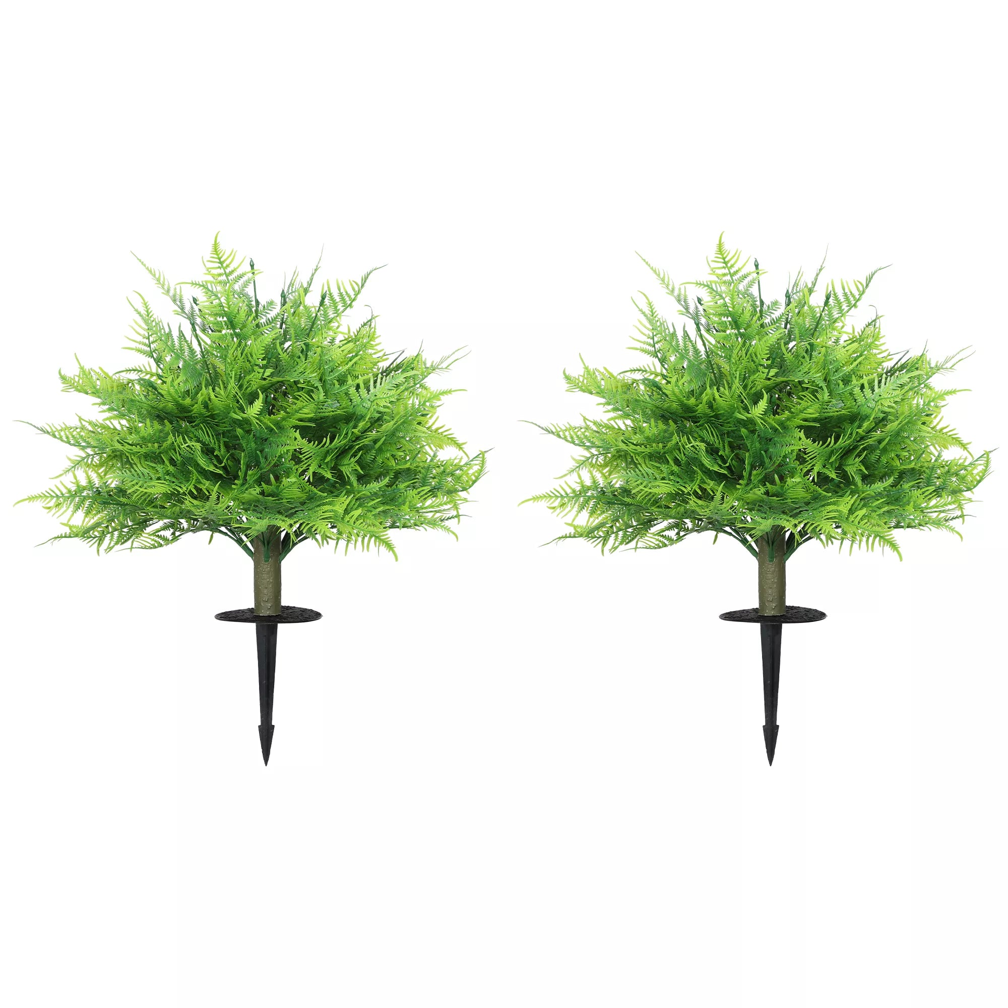 Dirbtiniai Bostono paparčio krūmai, atsparūs UV spinduliams, dirbtiniai augalai su strypais, 2 vnt. rinkinys, 60 cm, skirtas sodui, verandai