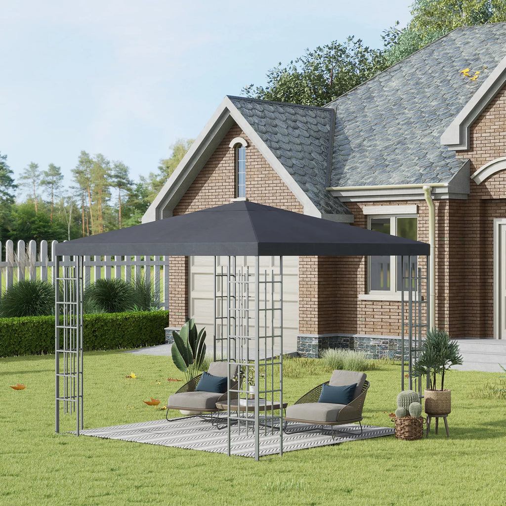 Sodo paviljonas 2,95 x 2,95 m Paviljonas Sodo palapinė Šventinė palapinė Vakarėlių palapinė Plienas Poliesteris Pilka