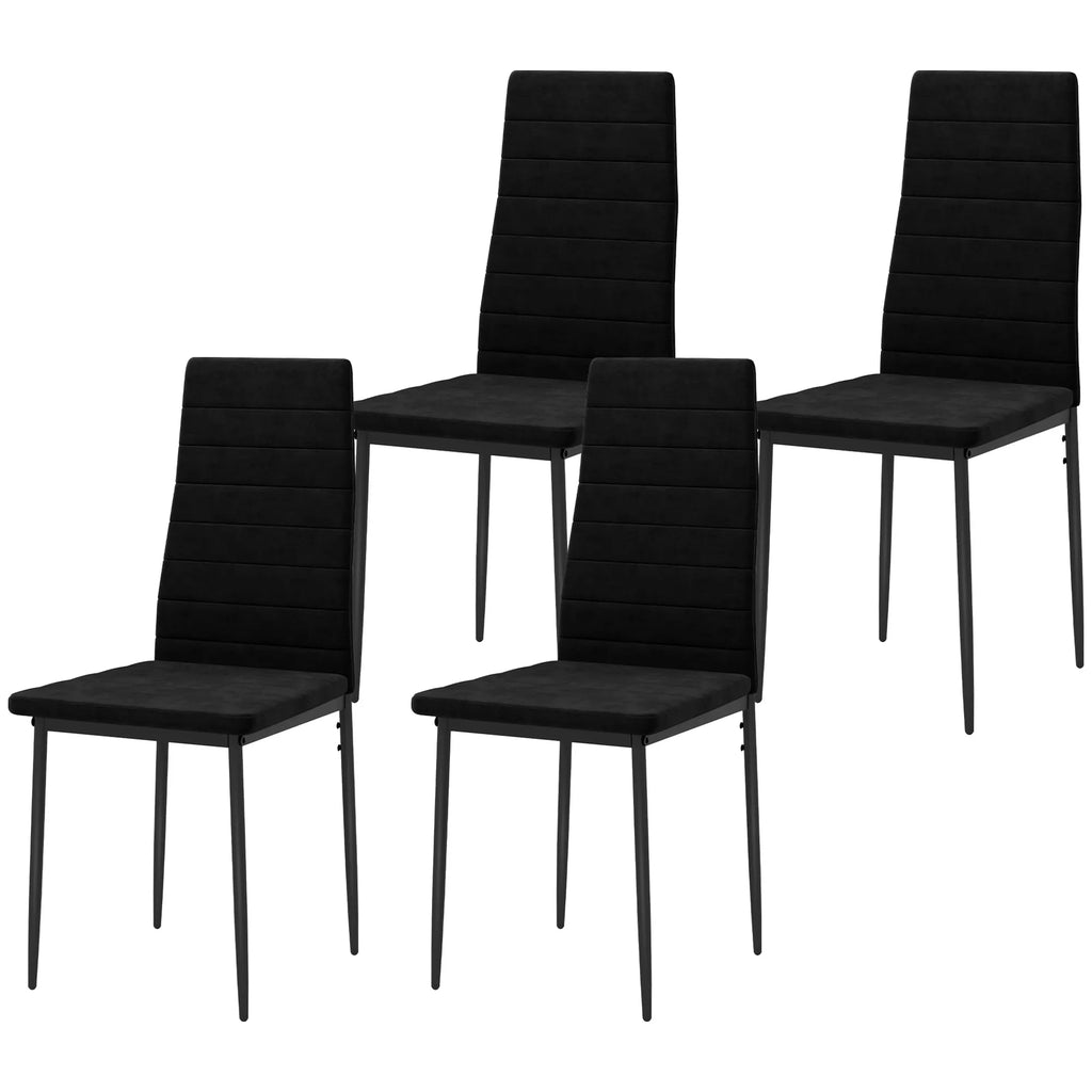 Valgomojo kėdės, 4 vnt., veliūrinės, juodos