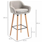 Infografika su baro kėdės matmenimis: 100 cm aukštis, 80 cm sėdimen aukštis, 55 cm plotis