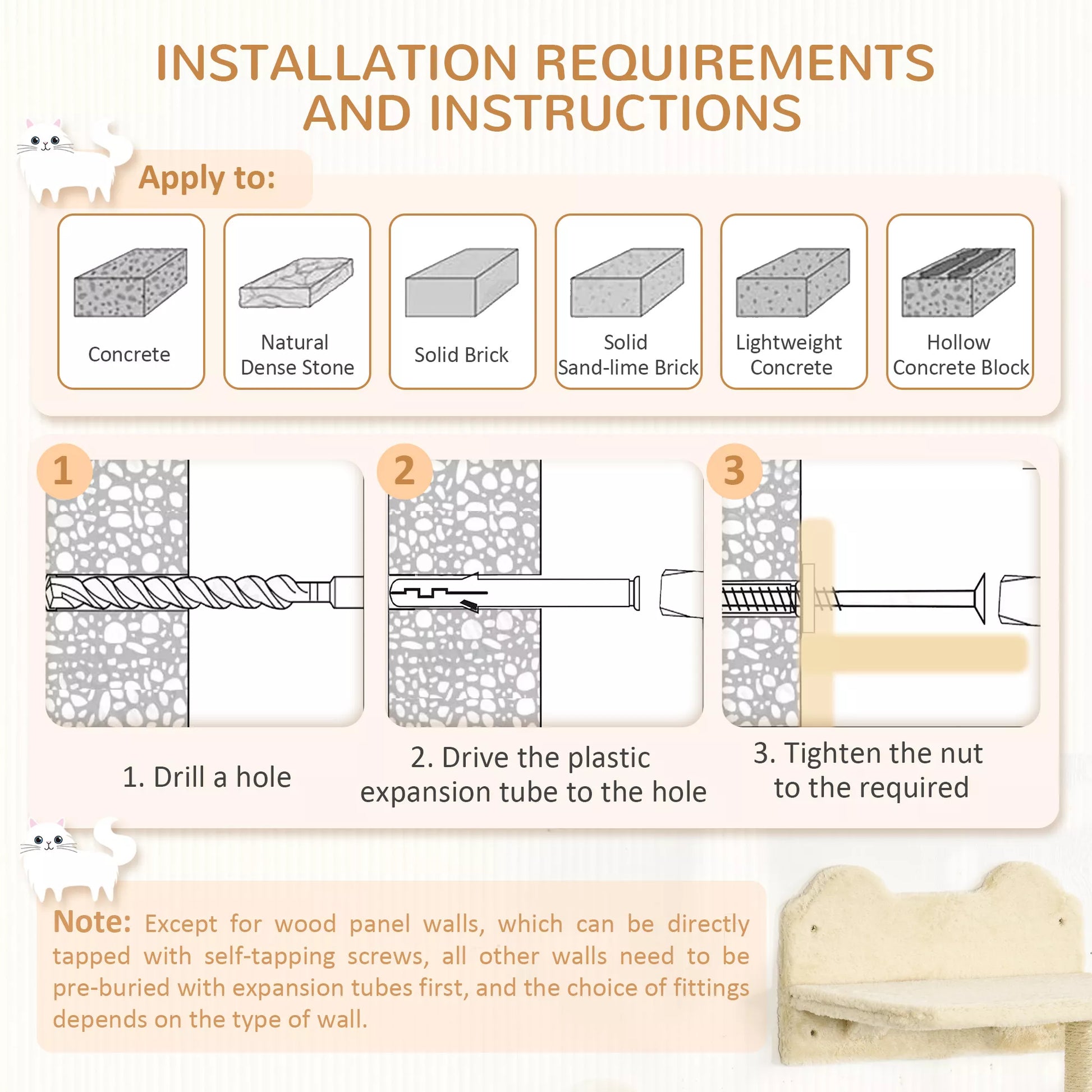 Laipiojimo laipteliai, laipiojimo siena, kačių laiptai, 4 dalių rinkinys, su nagų galandimo medžiu, hamaku, smėlio spalvos + kreminės baltos spalvos, 40 x 28 x 73 cm