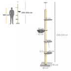 Lubinės katės draskyklės schema su matmenimis 230–250 ir 40 cm