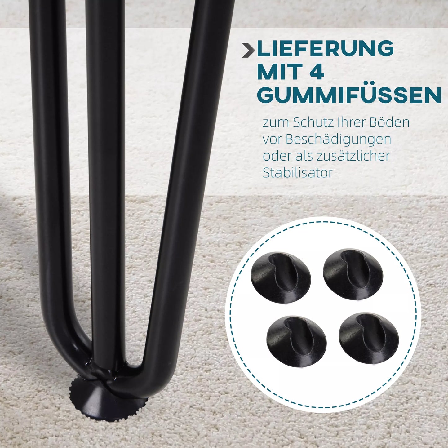 Stalo kojų rinkinys, 4 plieninės stalo kojos, šakutės formos, 40 kg apkrova, juodos spalvos