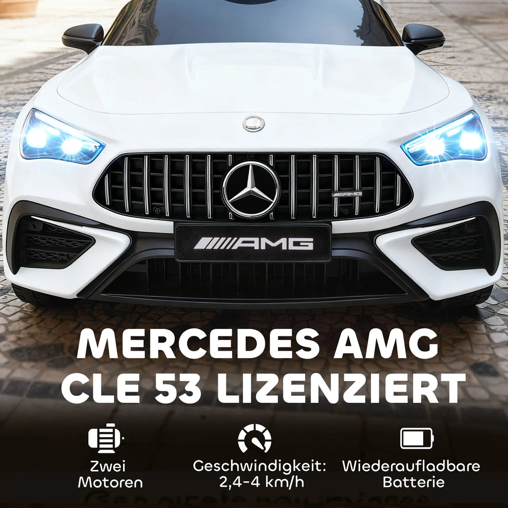 Vaikų elektrinis automobilis, „Mercedes“ dizainas, 12 V varikliai, nuotolinio valdymo pultas, LED žibintai, muzika, skirtas 3–6 metų vaikams, baltas