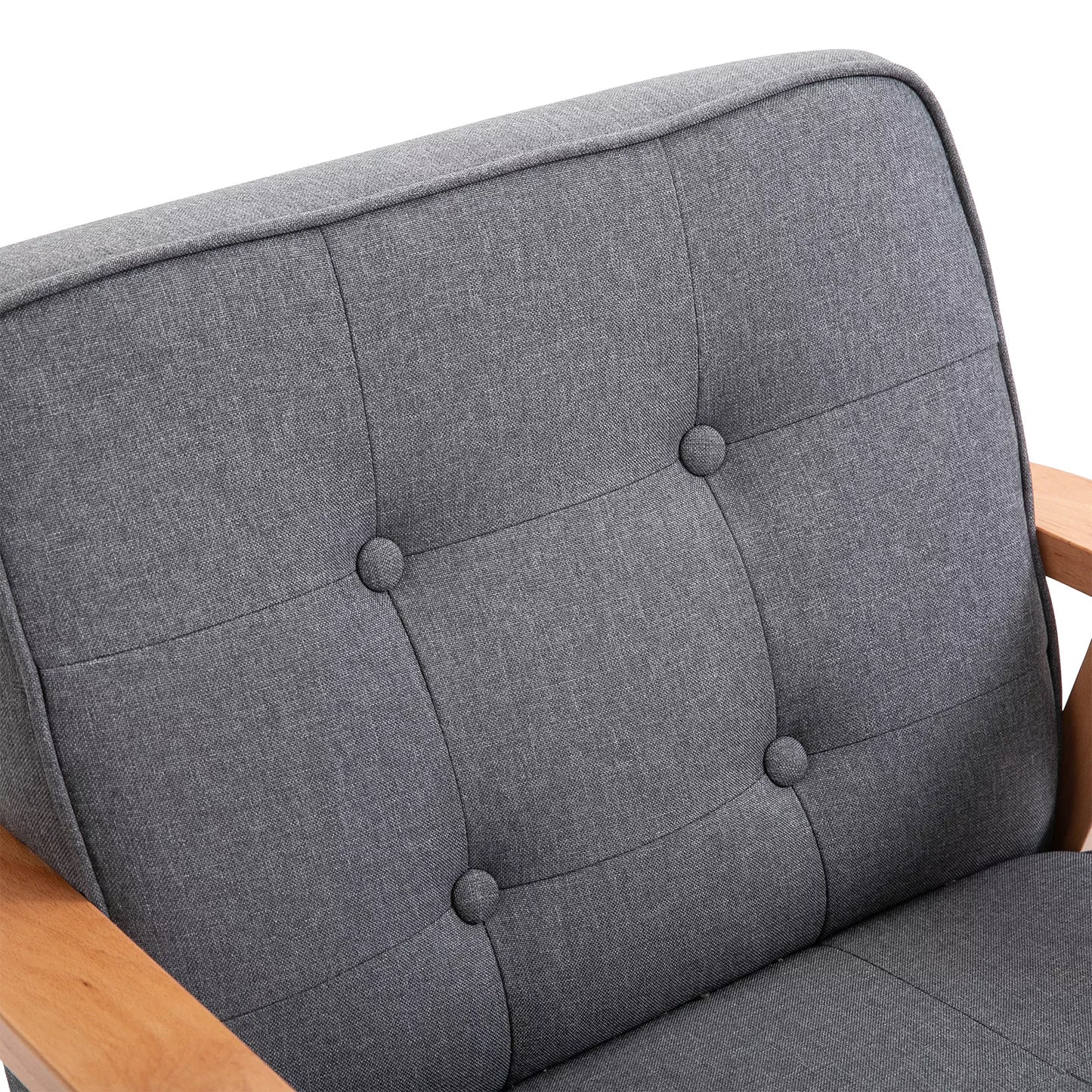 Atskiroji sofa Poilsio kėdė Minkšta kėdė su porankiais Medinis rėmas Linas Pilka 64,5 x 70 x 74 cm