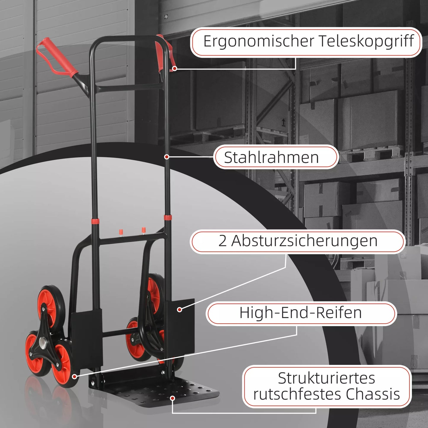 Laiptų keltuvas Sulankstomas vežimėlis su plieniniu rėmu, maks. 120 kg, 105,5 cm Transportavimo vežimėlis persikėlimui, dirbtuvėms, sandėliui