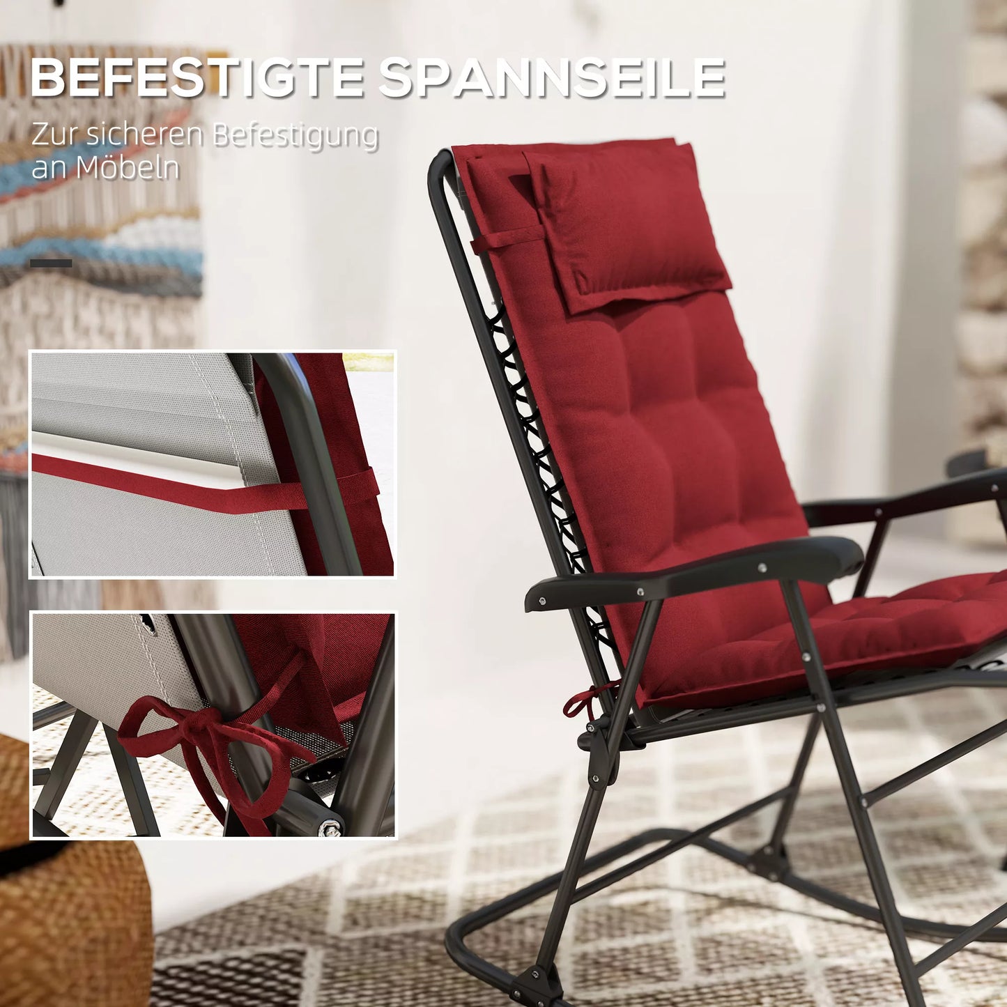 2 vnt. komplektas Šezlongo užvalkalas Vandeniui atsparus Gulto užvalkalas Sodo gultui Čiužinys 50x116x5 cm, Vyno raudonumo