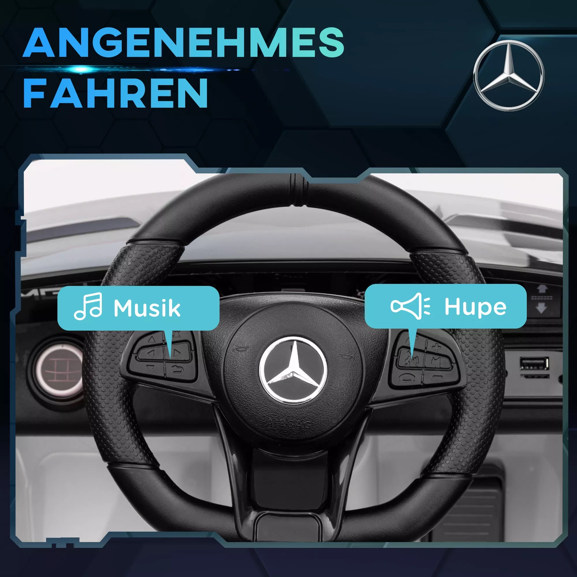 Elektrinis vaikų automobilis, Mercedes, 3–5 km/h, nuotolinis valdymas, šviesa ir muzika, baltas