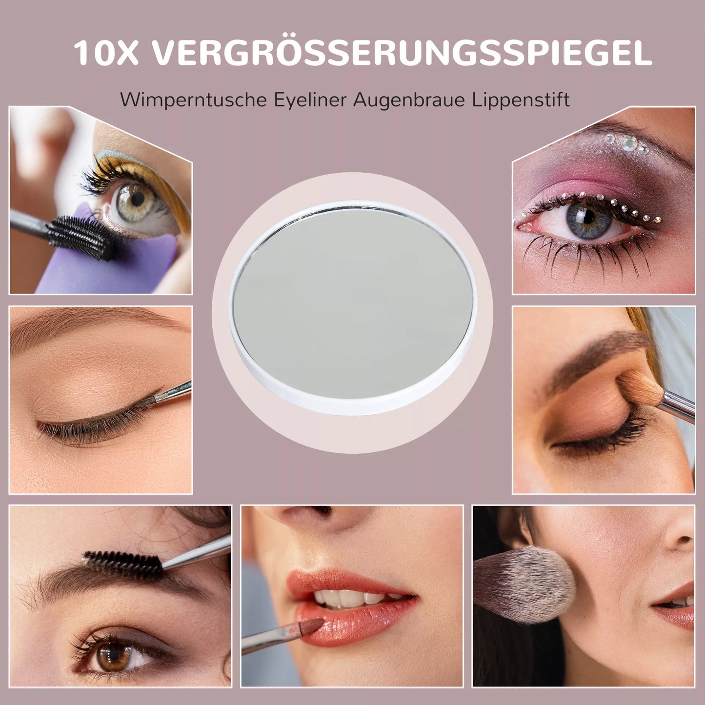 LED veidrodis makiažui, 3 apšvietimo režimai, pritemdomas, lietimui jautrus valdymas, USB, 58x48cm, baltas