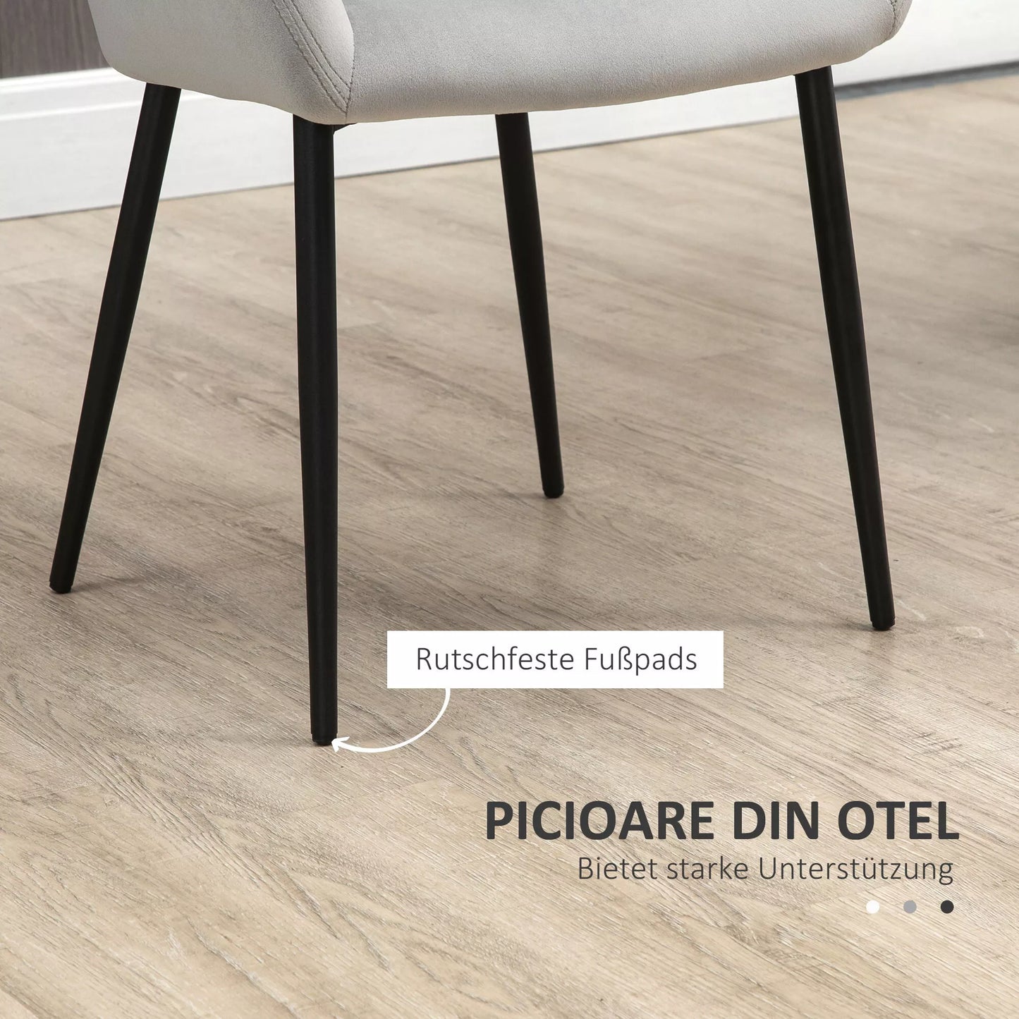 Valgomojo kėdžių komplektas, patogus, 54x57x80 cm, šviesiai pilkas