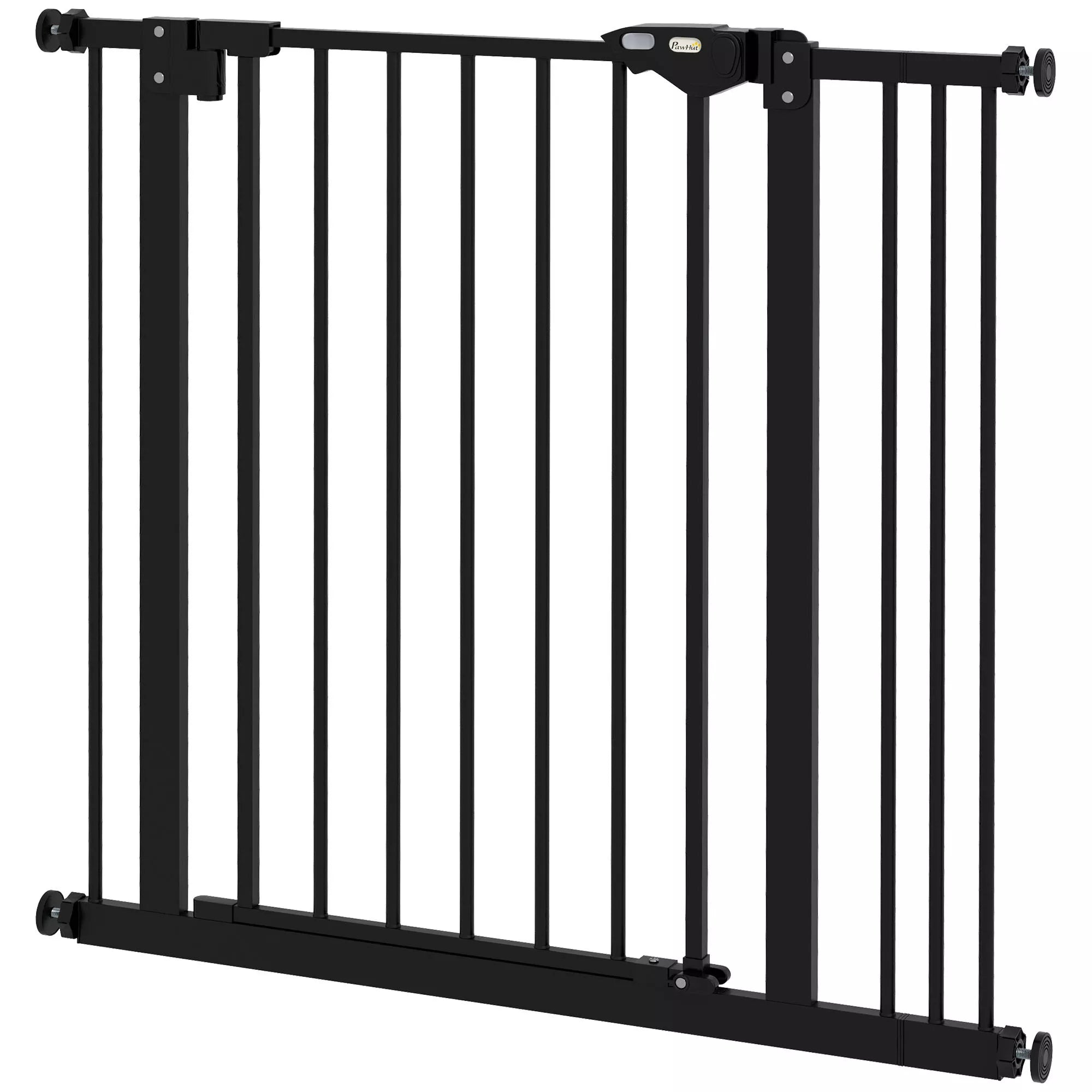 Durų apsauginės grotelės šunims, užtvaros, apsauginės grotelės naminiams gyvūnams, metalas, plastikas, 74–87 cm, juodos spalvos