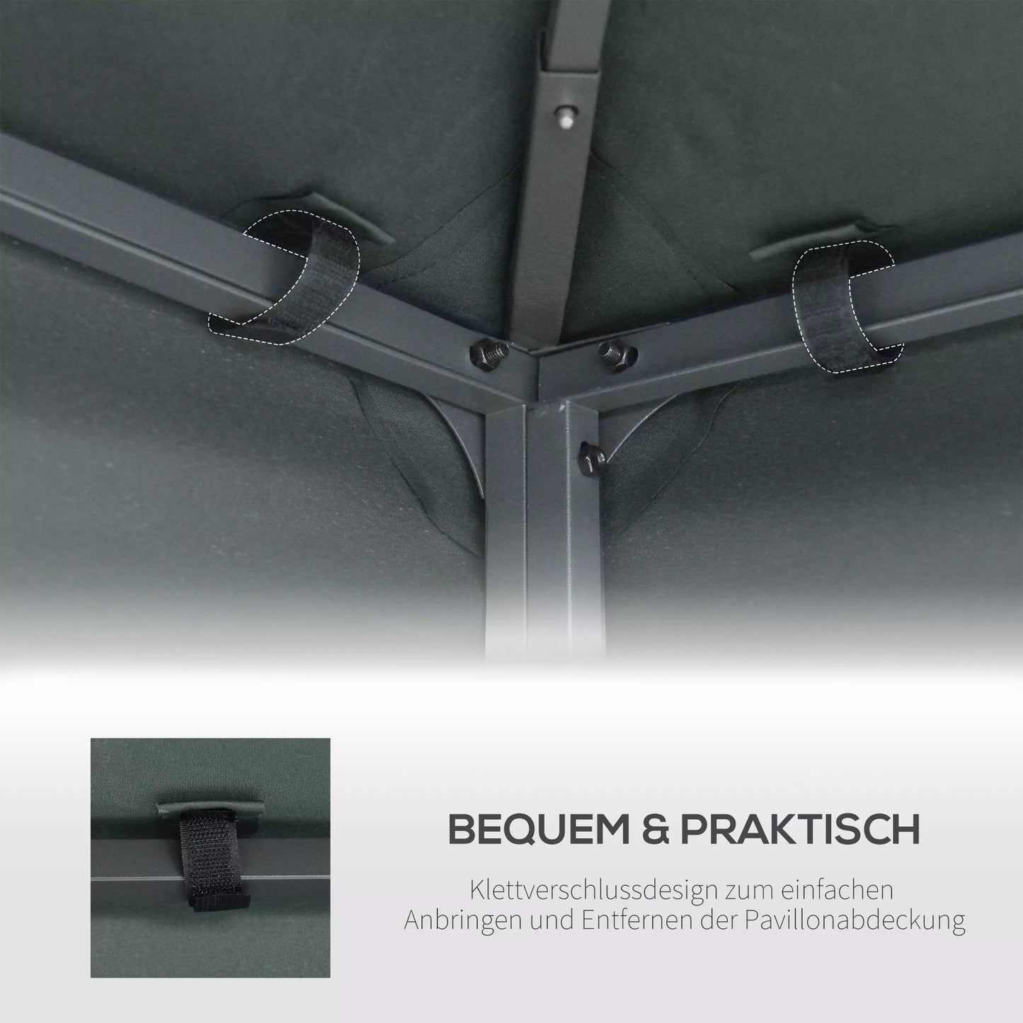 Atsarginis stogas paviljonui 3x3m, atsparus vandeniui, paviljono stogas metaliniam paviljonui, sodo paviljonui, vakarėlių palapinei, sodo palapinei, poliesteris, anglies pilkos spalvos