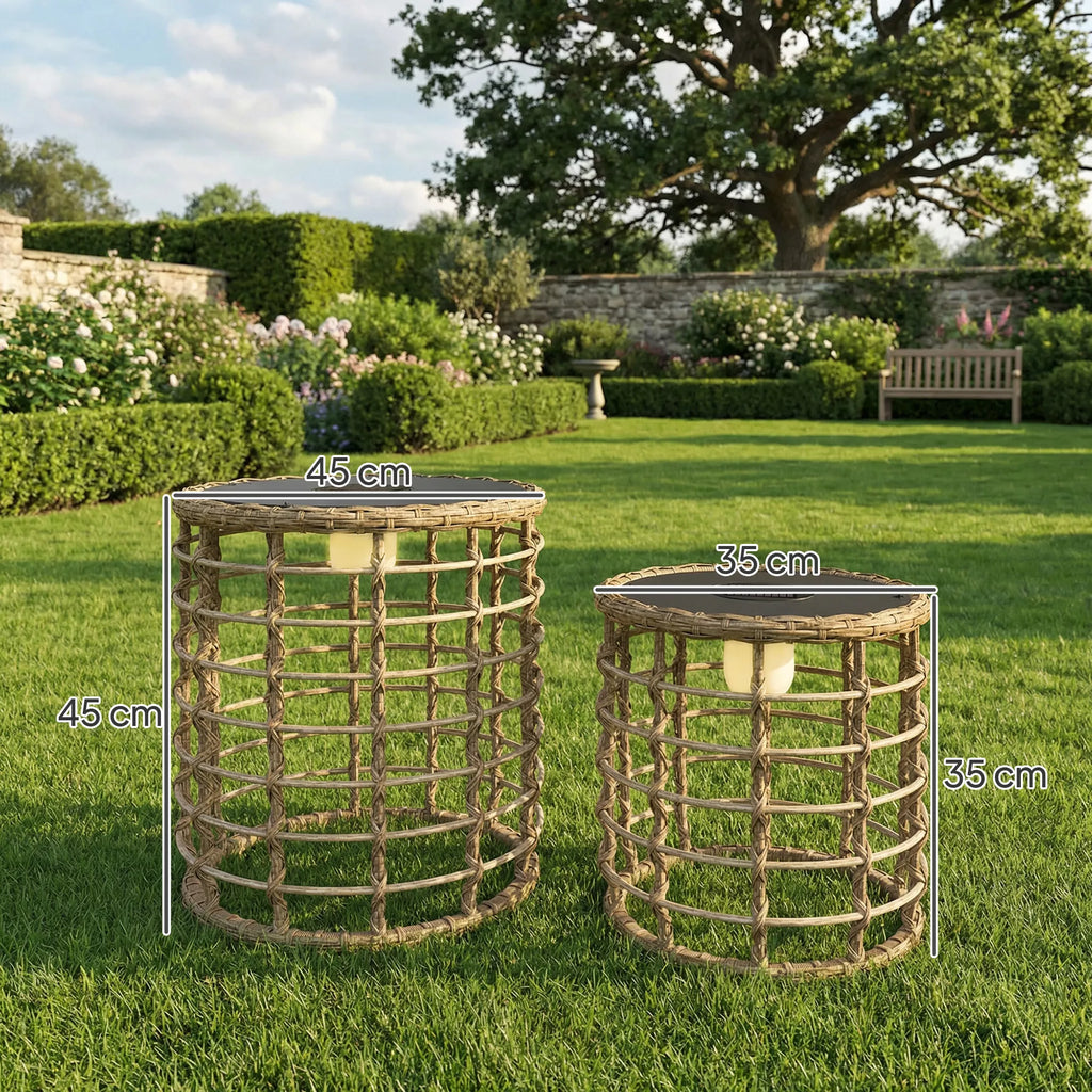 Saulės stovas 2 vnt. rattan saulės lempų su šviesos jutikliu LED saulės lempa boho stiliaus IP44