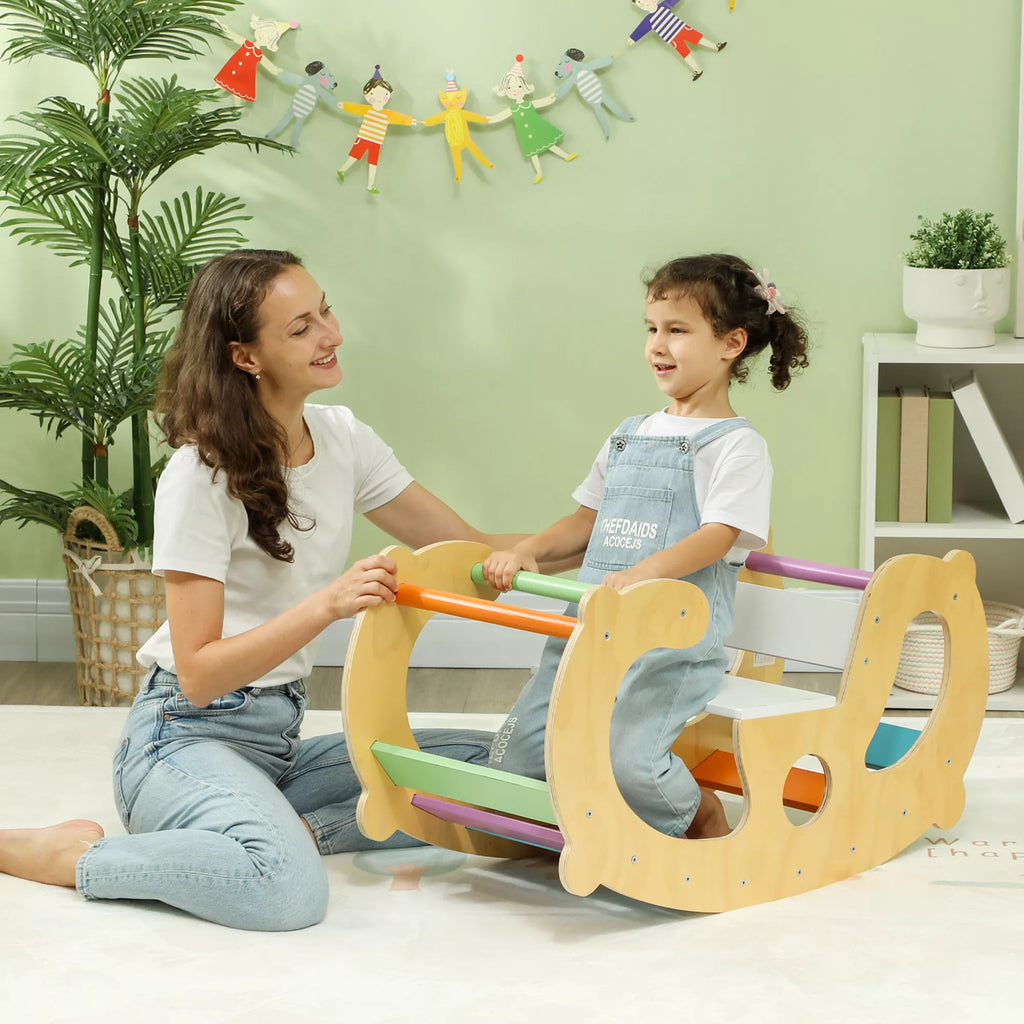 Lauko žaidimų aikštelė ir sūpynės, 2-in-1, pušies mediena, 91x41x48 cm, vaikams nuo 18-48 mėnesių
