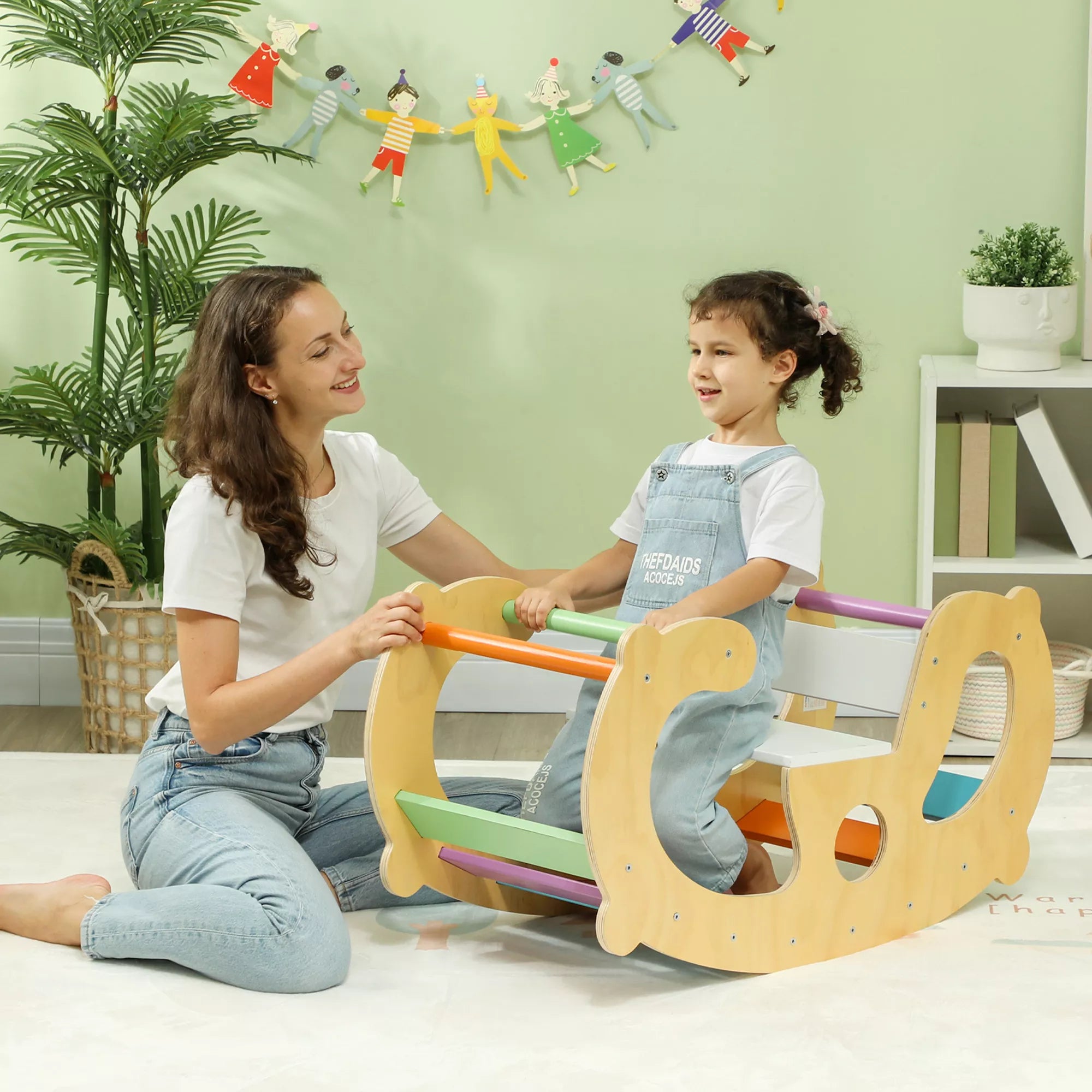 Lauko žaidimų aikštelė ir sūpynės, 2-in-1, pušies mediena, 91x41x48 cm, vaikams nuo 18-48 mėnesių
