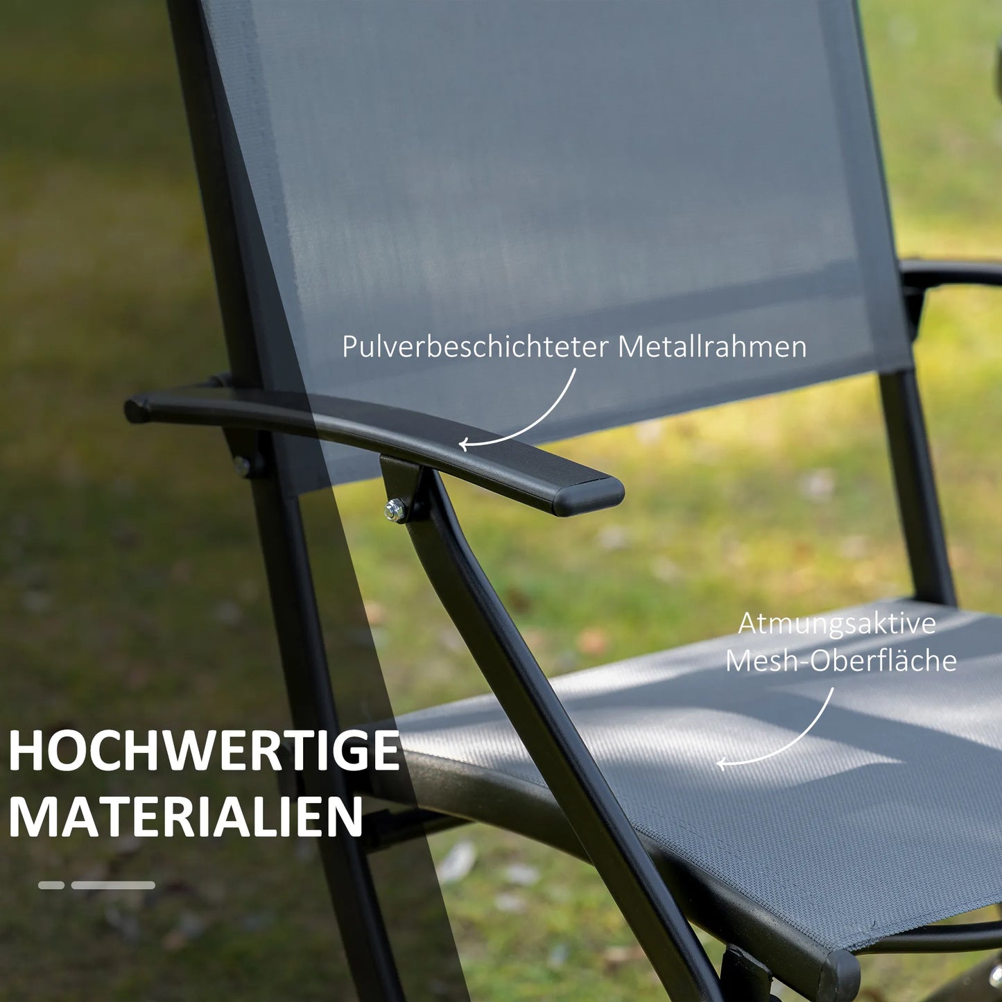 Sulankstoma 2 vietų sėdimoji grupė, balkono baldų komplektas: 1 stalas + 2 kėdės, sodo baldų komplektas, metalinis tinklelis, juoda+pilka