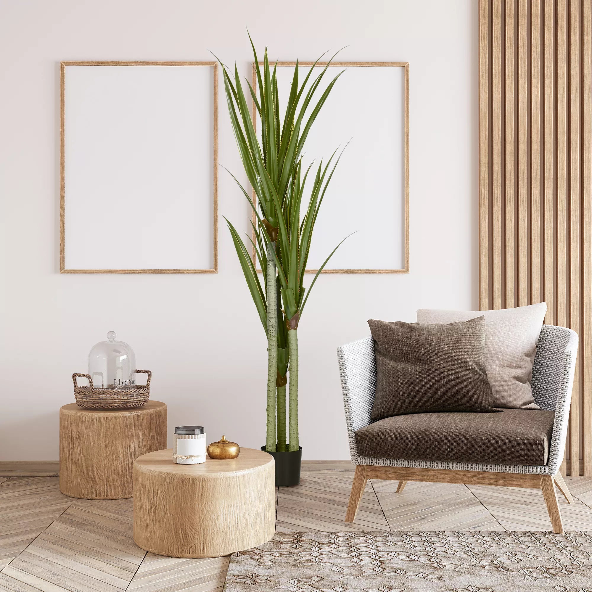 Dirbtinė juka, didelė, 190 cm Dirbtinis augalas, plastikinis Dirbtinis augalas vazonėlyje, 17 x 17 x 190 cm, smaragdo žalia spalva