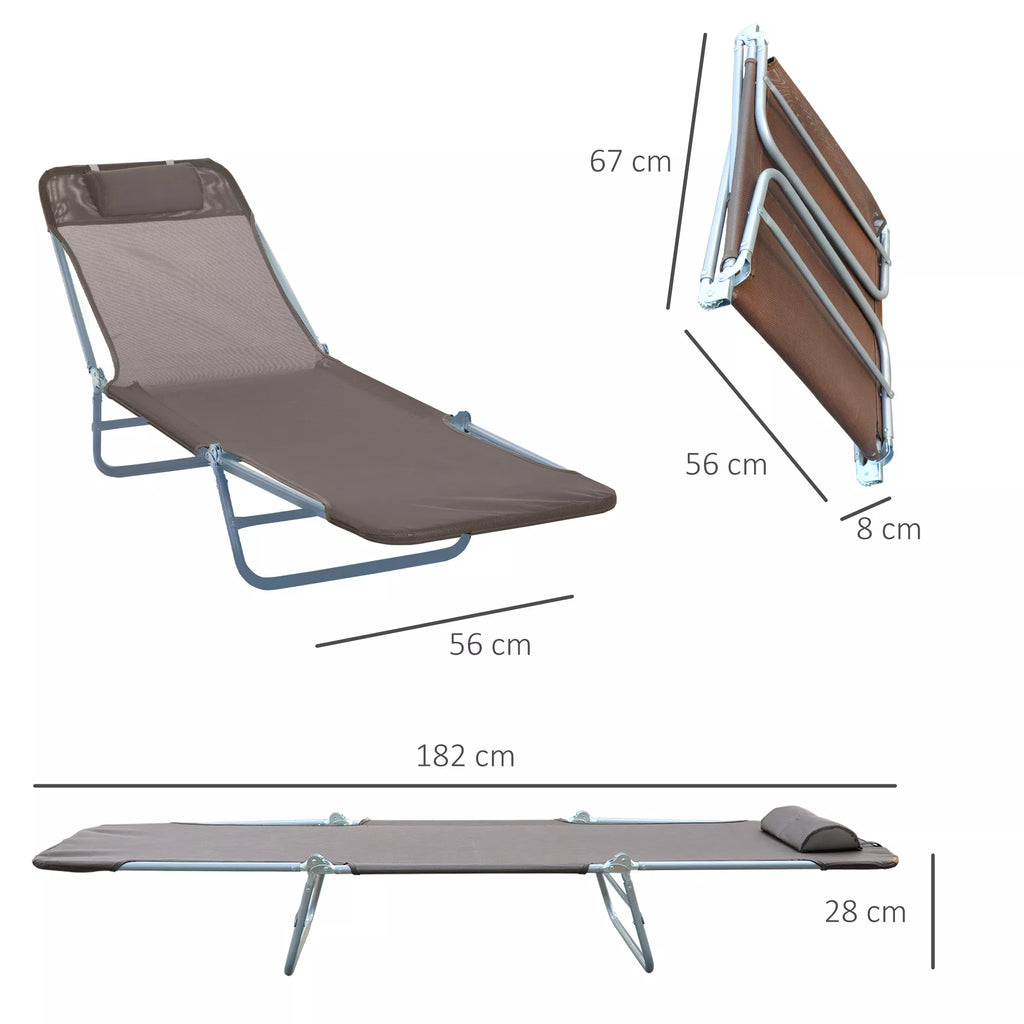 Sulankstomas gultas Sodo gultas su pagalve Reguliuojamas gultas su 5 pakopomis Kempingo gultas, kurio apkrova iki 120 kg, tinka sodui, balkonui ir baseinui, 4 spalvos (rudas)