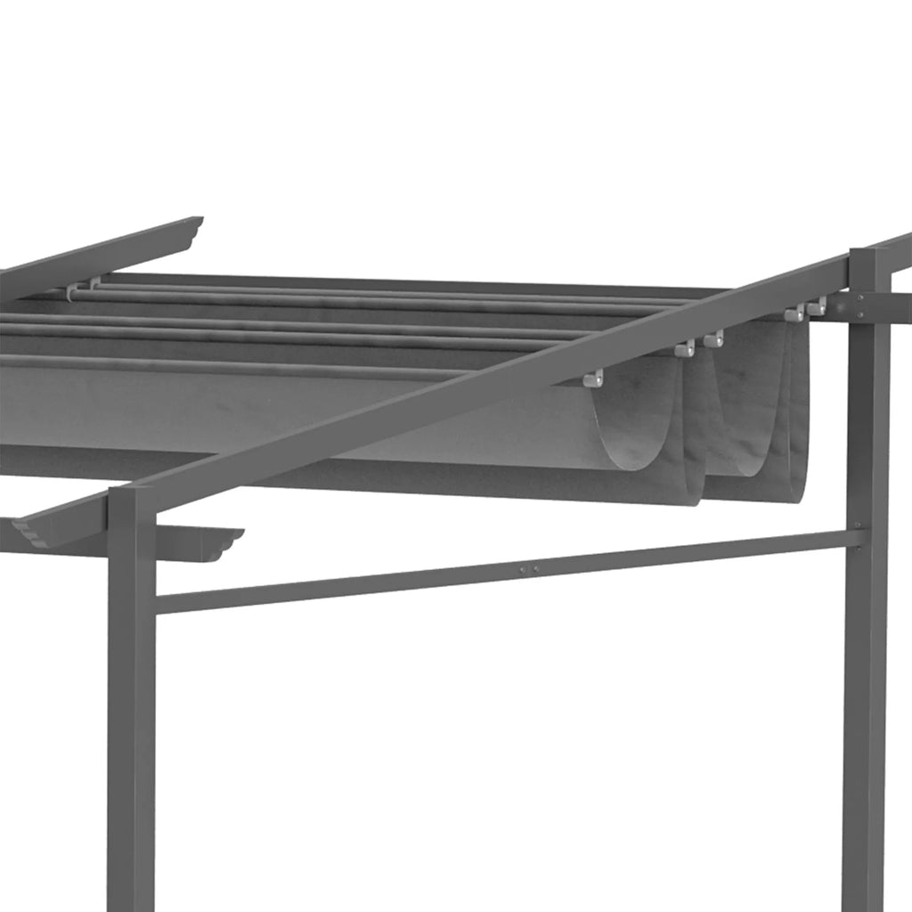 Pergola, su tvirtinimo elementais, ištraukiamas stogas, 3,97 m x 2,95 m x 2,3 m, tamsiai pilka