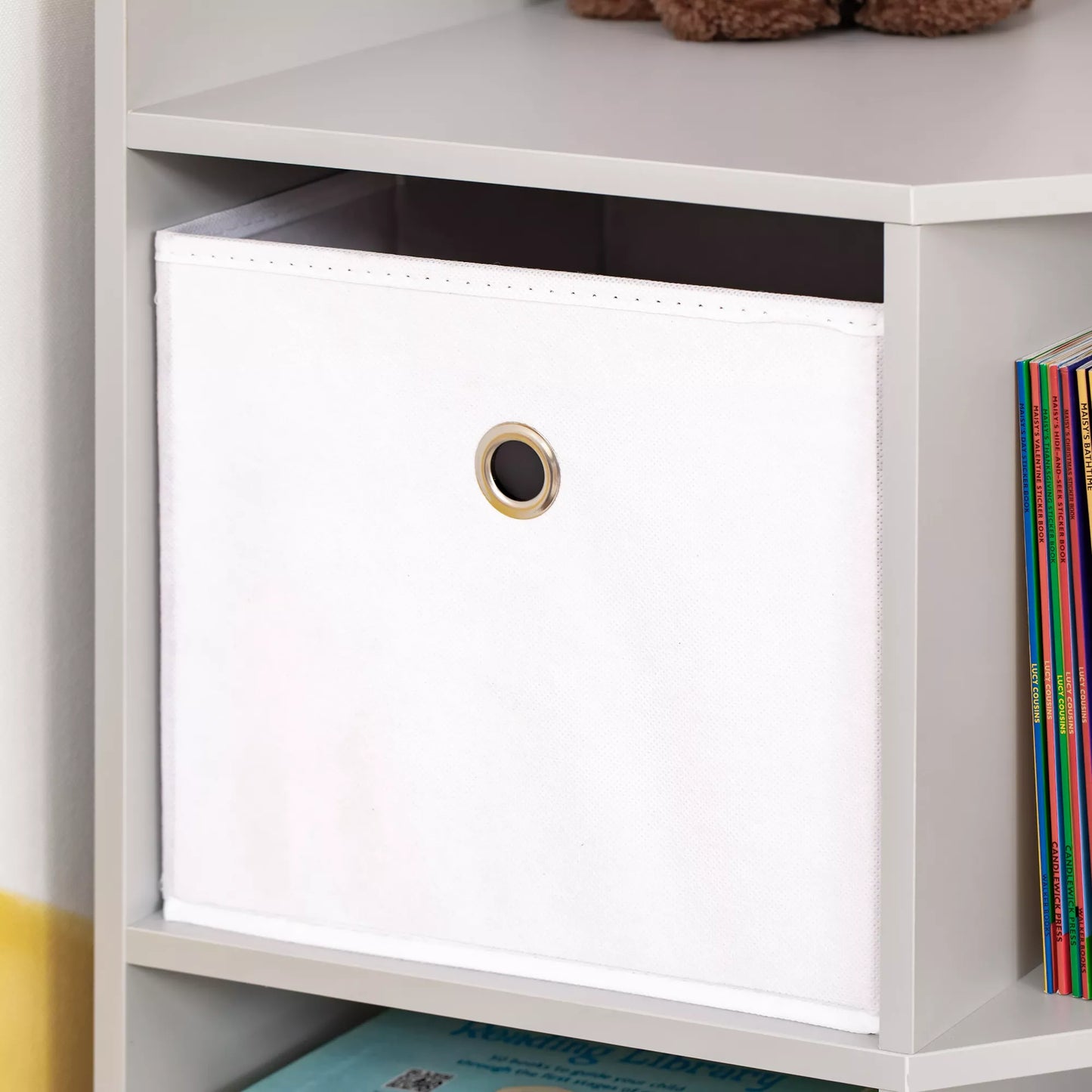 Laikymo lentynėlė vaikams, 3 neaustinio audinio stalčiai, MDF, apsaugota nuo apvirtimo, pilka