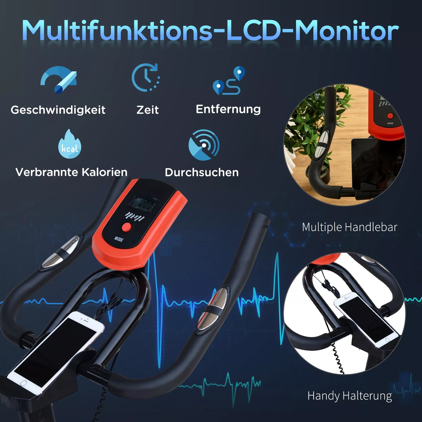 Patalpų dviračių treniruoklis namų sporto salei, fitneso dviratis 85 x 46 x 114 cm