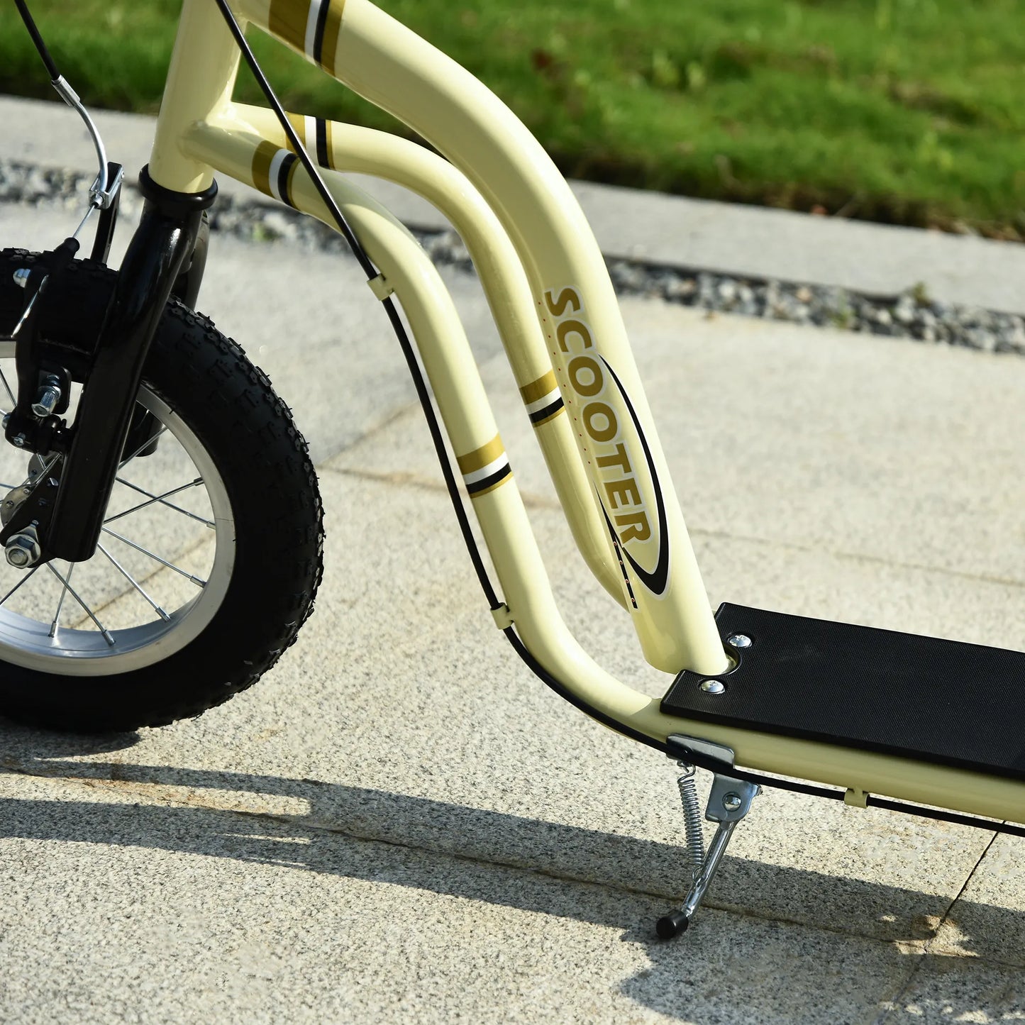 Vaikiški paspirtukai nuo 5 metų Scooter Vaikiški paspirtukai Paspirtukai Miesto paspirtukai Vaikiški paspirtukai Kickboard su pneumatinėmis padangomis 12 colių Guma Aliuminis Smėlio spalvos 120 x 58 x 85-95 cm