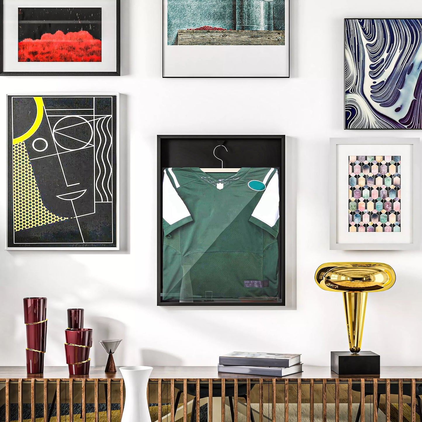 Trikotažo vitrina, drabužių pakaba, aliuminio rėmas, UV atsparus akrilinis priekis, juoda