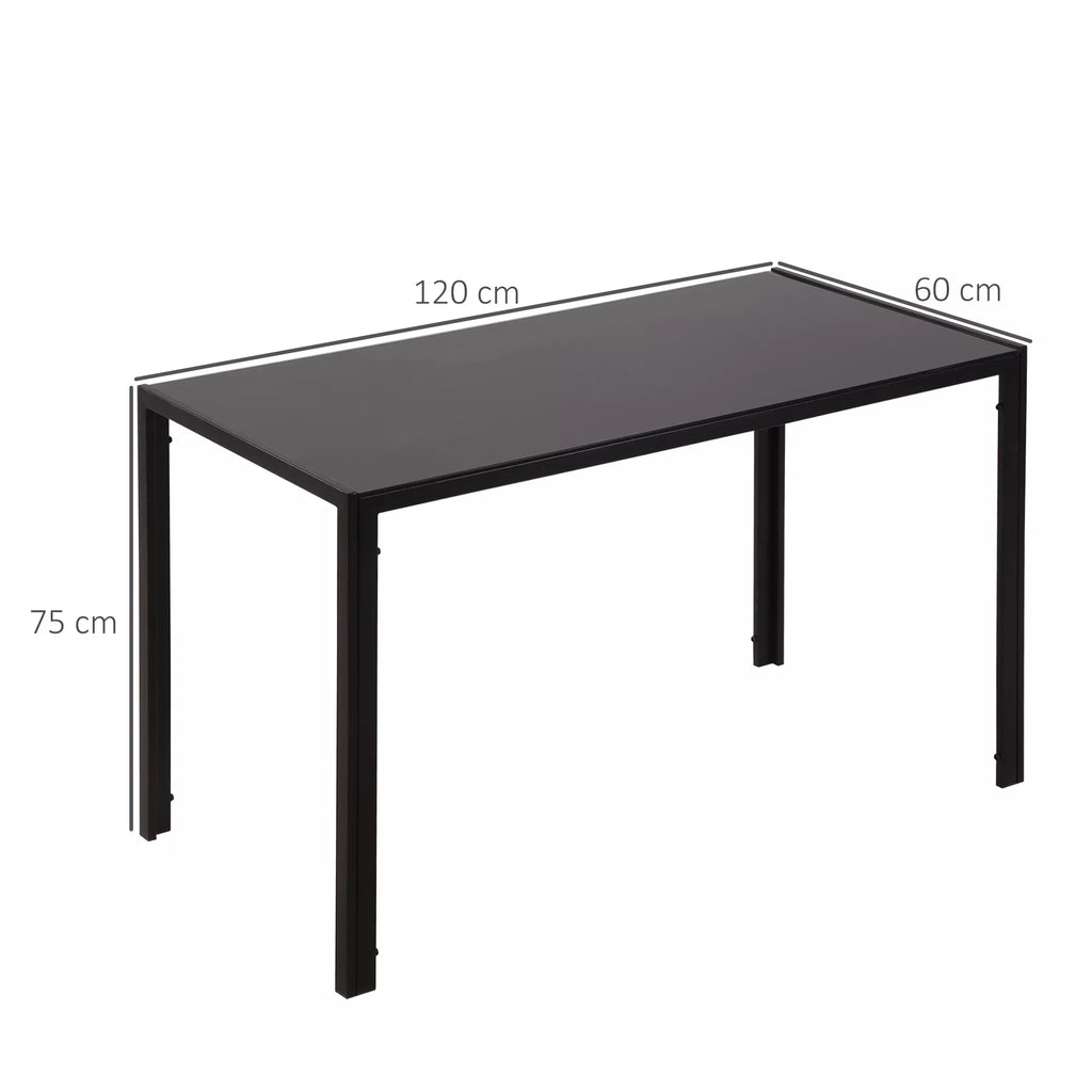 Valgomasis stalas stačiakampis 120 x 60 cm, juodas