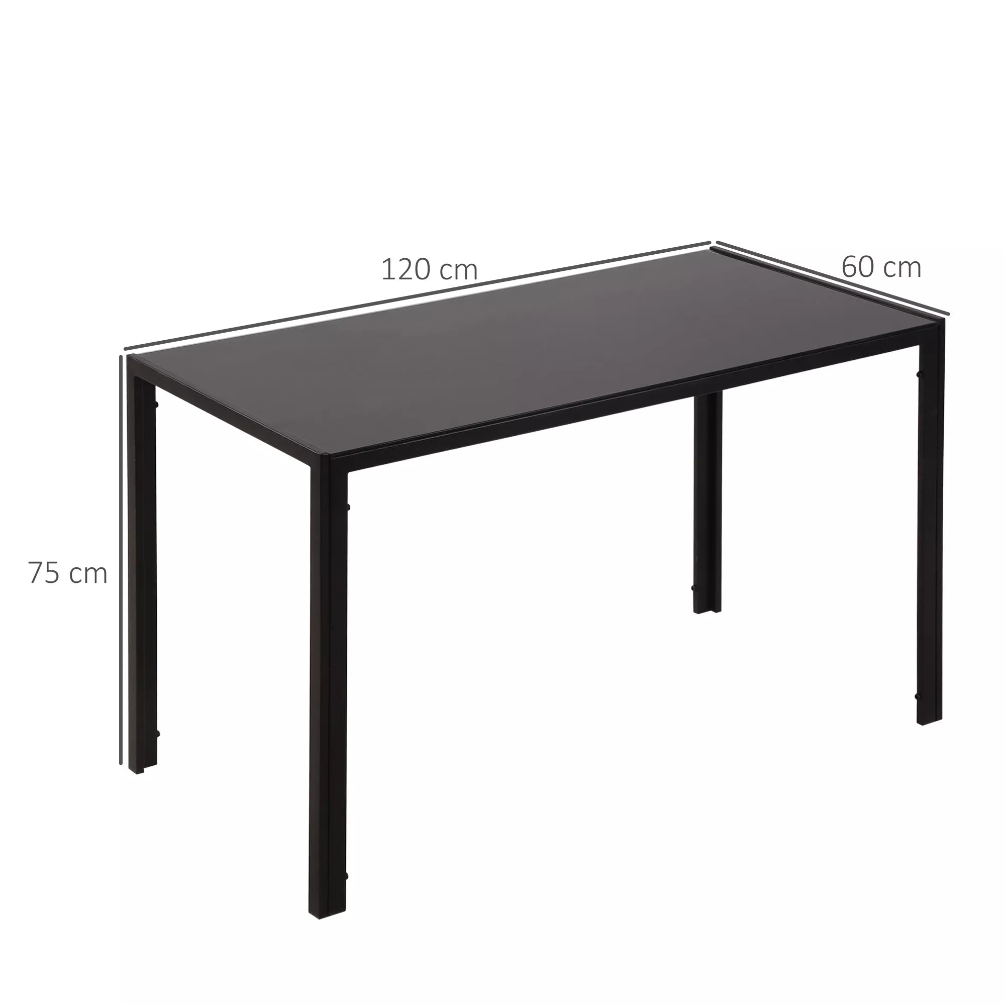 Valgomasis stalas stačiakampis 120 x 60 cm, juodas