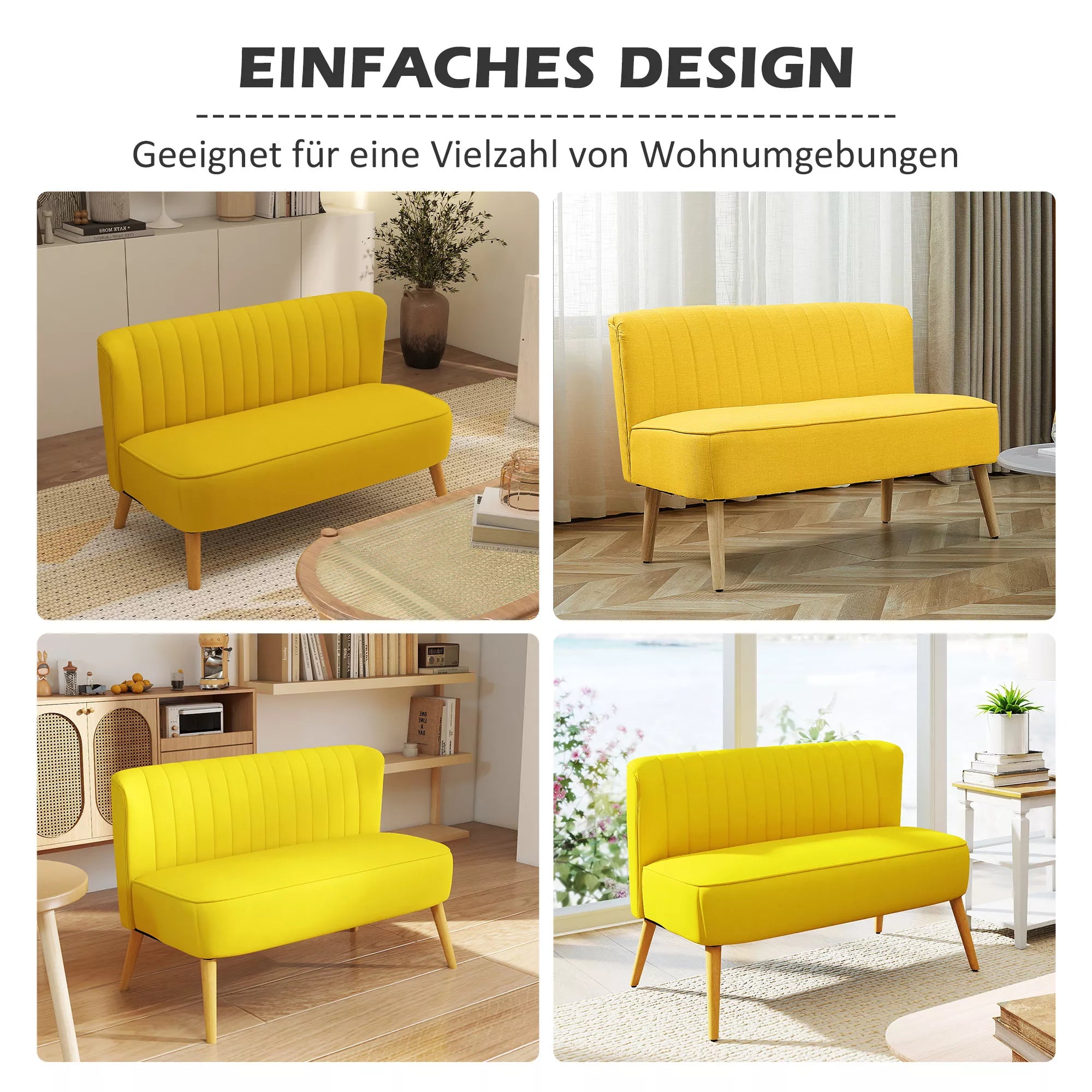 2 vietų sofa, minkšta apmušalai, lengvai prižiūrimi apmušalai, iki 150 kg, 117 x 56,5 x 77 cm, geltona