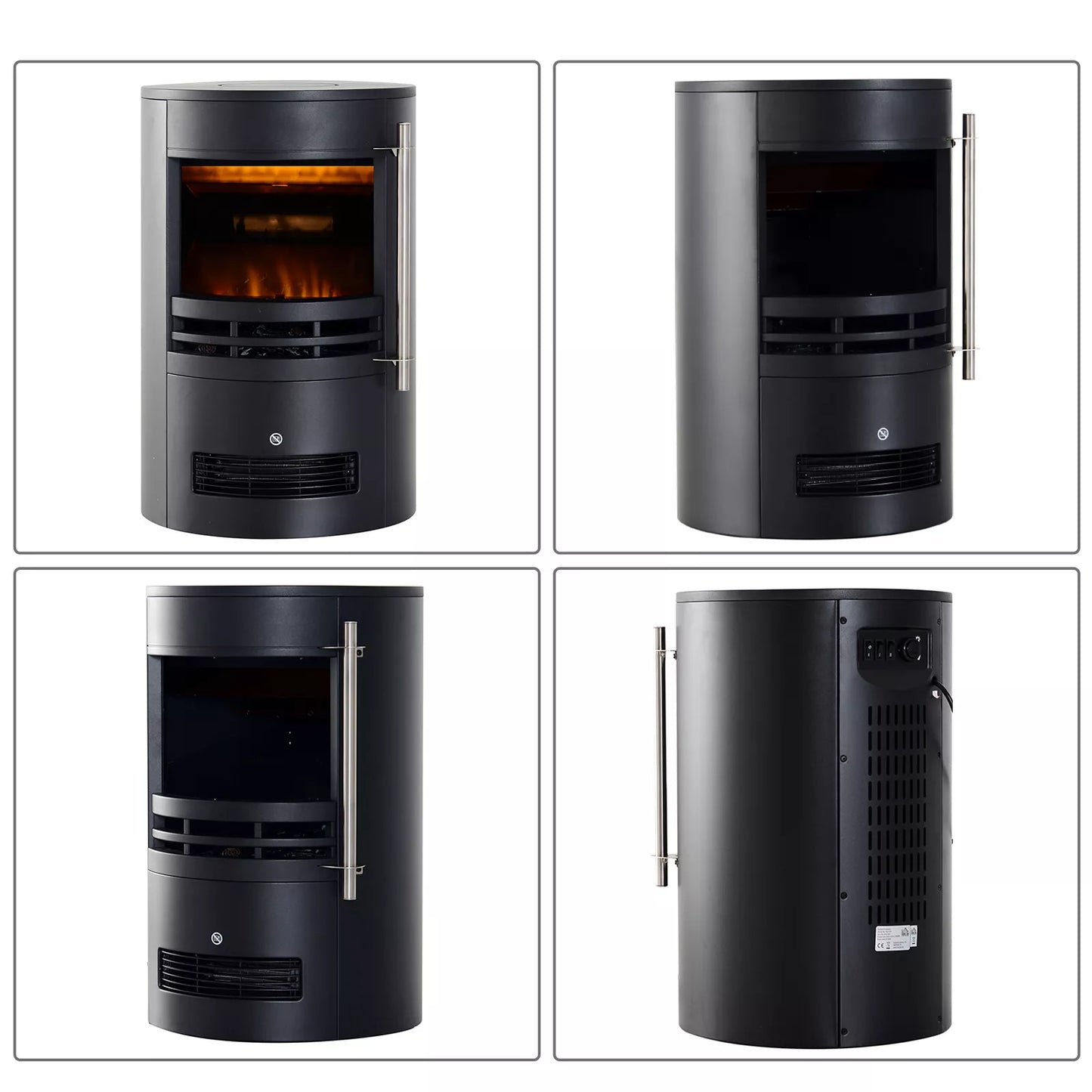 Elektrinis židinys su šildymu, elektrinis židinys su LED liepsnos efektu, 900/2000W dekoratyvinis židinys, elektrinis židinys, juodas