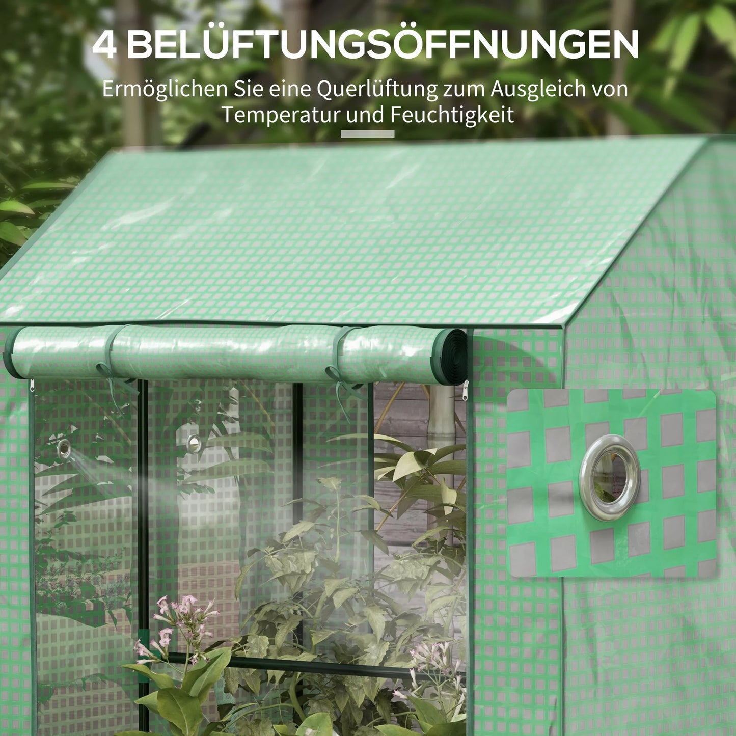 Šiltnamis Šiltnamis Ankstyvųjų daržovių lysvė, atspari oro sąlygoms, suskleidžiamos durys, 100 cm x 80 cm x 150 cm, žalia