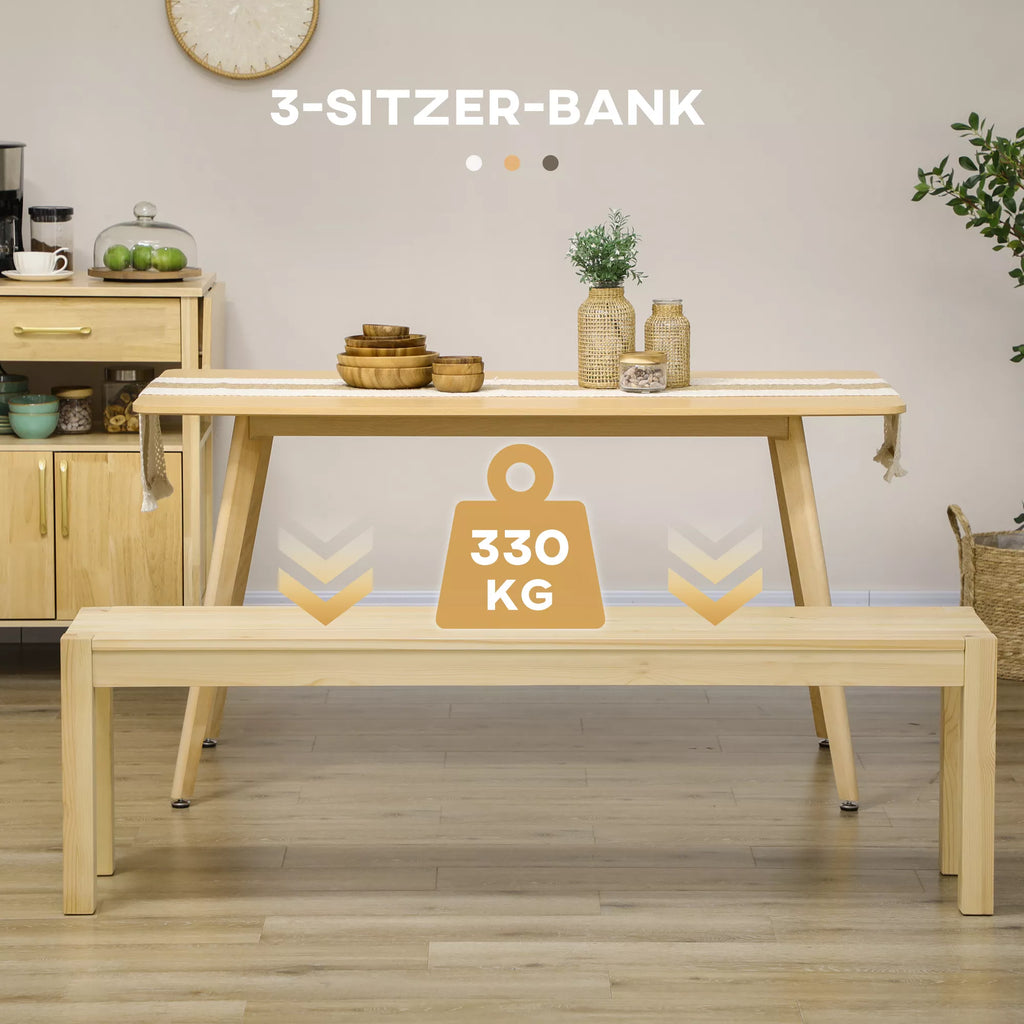 Infografika: trivietis suoliukas 330 kg apkrovai su pušies rėmu
