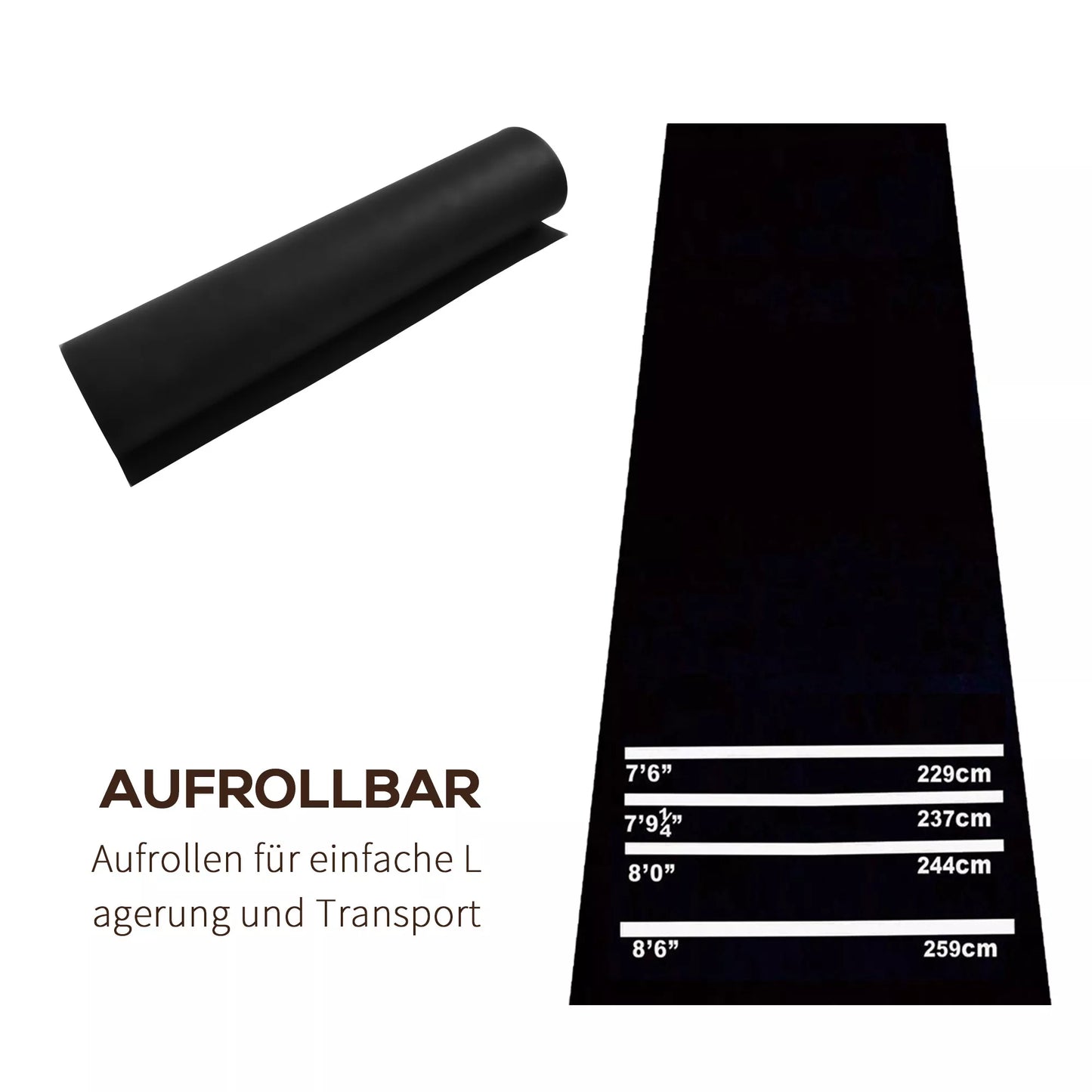 Dartmatė 300 x 61 cm Oche kilimėlis su Softdart ir Steeldart, neslystantis Dart kilimas, kilimėlis-dartmatė, Dart priedai grindims apsaugoti