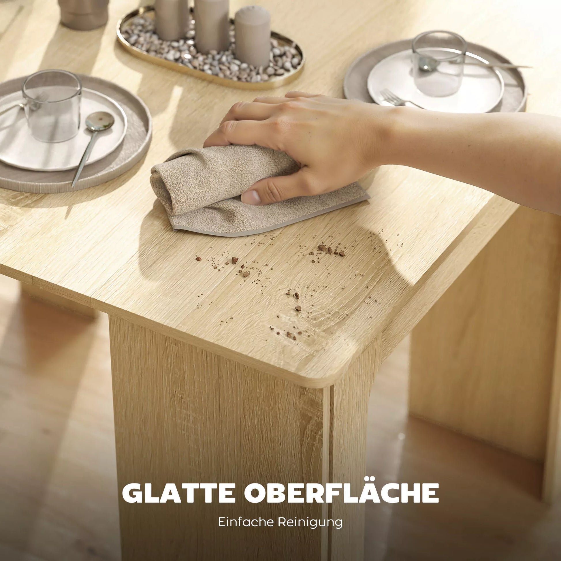 Valgomojo stalas, sulankstomas, prailginamas virtuvės stalas, medžio drožlių plokštės, 60–180 x 85 x 75 cm, natūralus