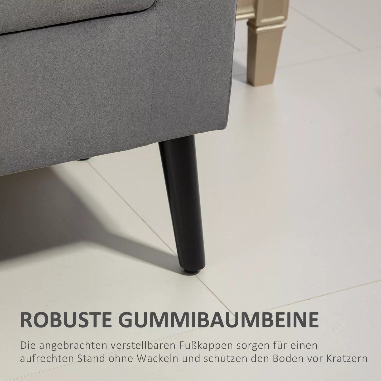 Balda su vieta daiktams, skrynios tipo su atlošais ir porankiais, 46 cm sėdimasis aukštis, švelnus kaip aksomas poliesteris, 111,5 x 41 x 65 cm, tamsiai pilka