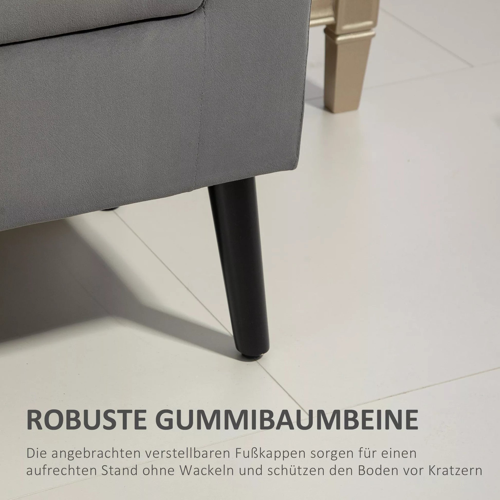 Balda su vieta daiktams, skrynios tipo su atlošais ir porankiais, 46 cm sėdimasis aukštis, švelnus kaip aksomas poliesteris, 111,5 x 41 x 65 cm, tamsiai pilka