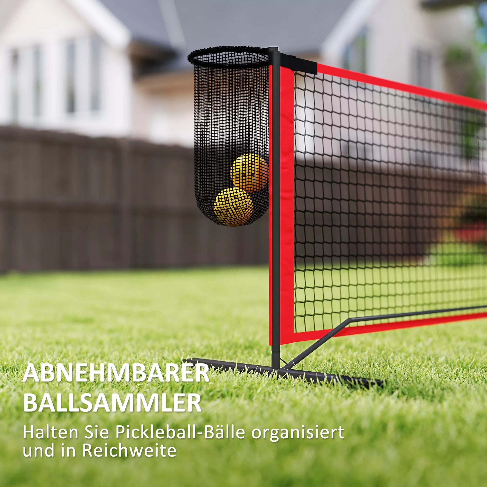Pickleball tinklas su stovu ir priedais, raudonas