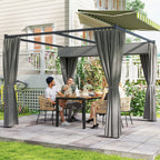 Pergola 3 x 3 m Atskirai stovinti terasos stogelė su stumdomu stogu, 4 šoninės sienos Atspari UV spinduliams Šviesiai pilka