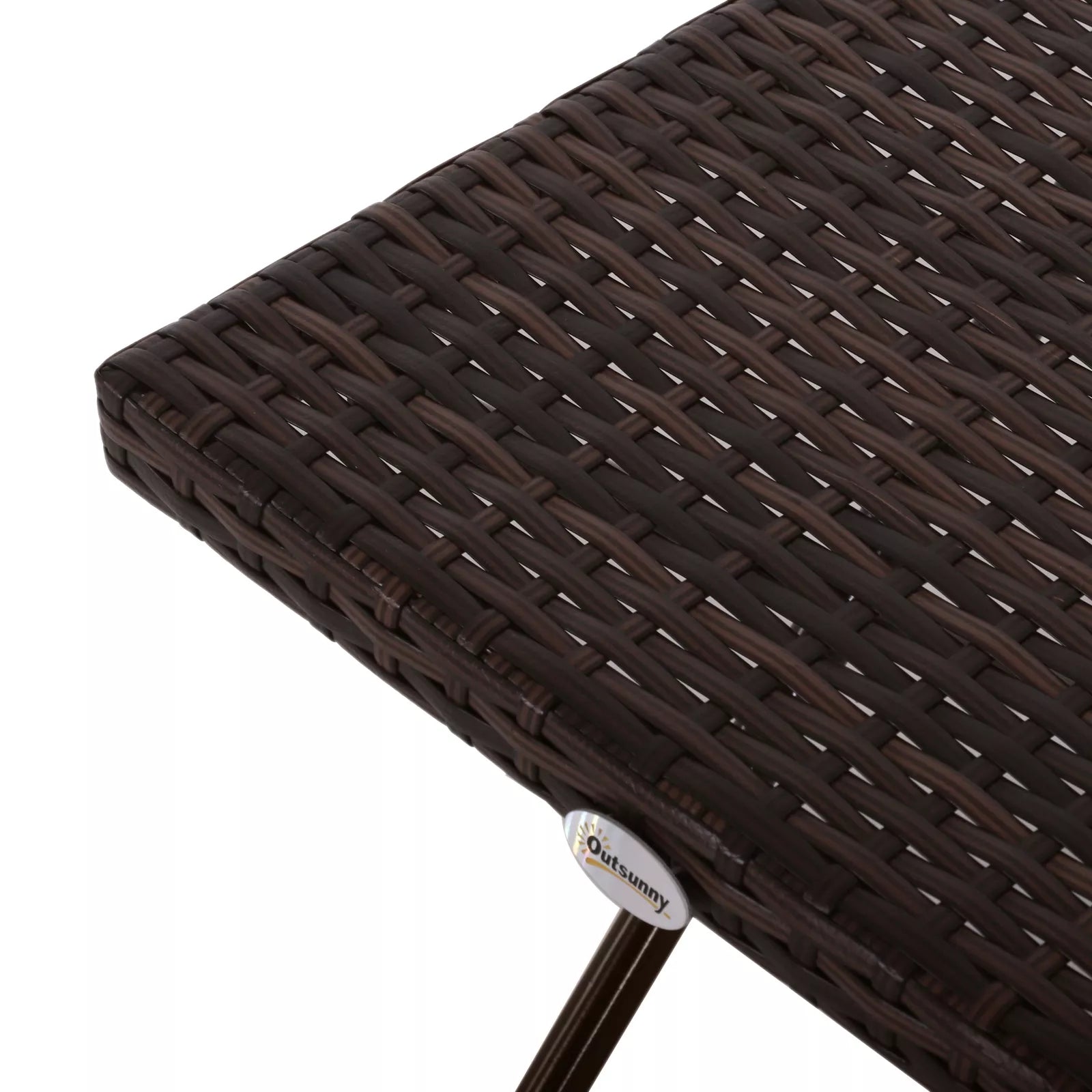 Polyrattan sulankstomas pagalbinis staliukas Kavos staliukas Žurnalinis staliukas Padėklas Balkono staliukas Sodo staliukas Sofos staliukas Arbatos staliukas Sodo baldai Rotango staliukas sodui, terasai, balkonui, 40x40x40 cm, rudas