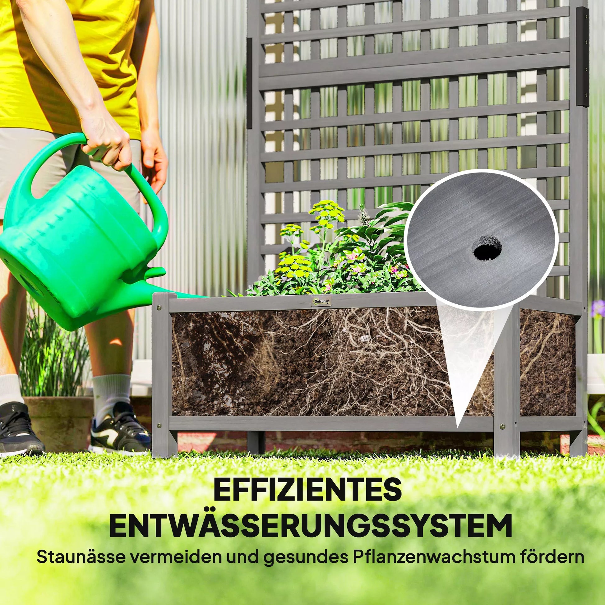 Pakelta lysvė, su grotelėmis ir stogeliu, medis, 90x45x183 cm, tamsiai pilka