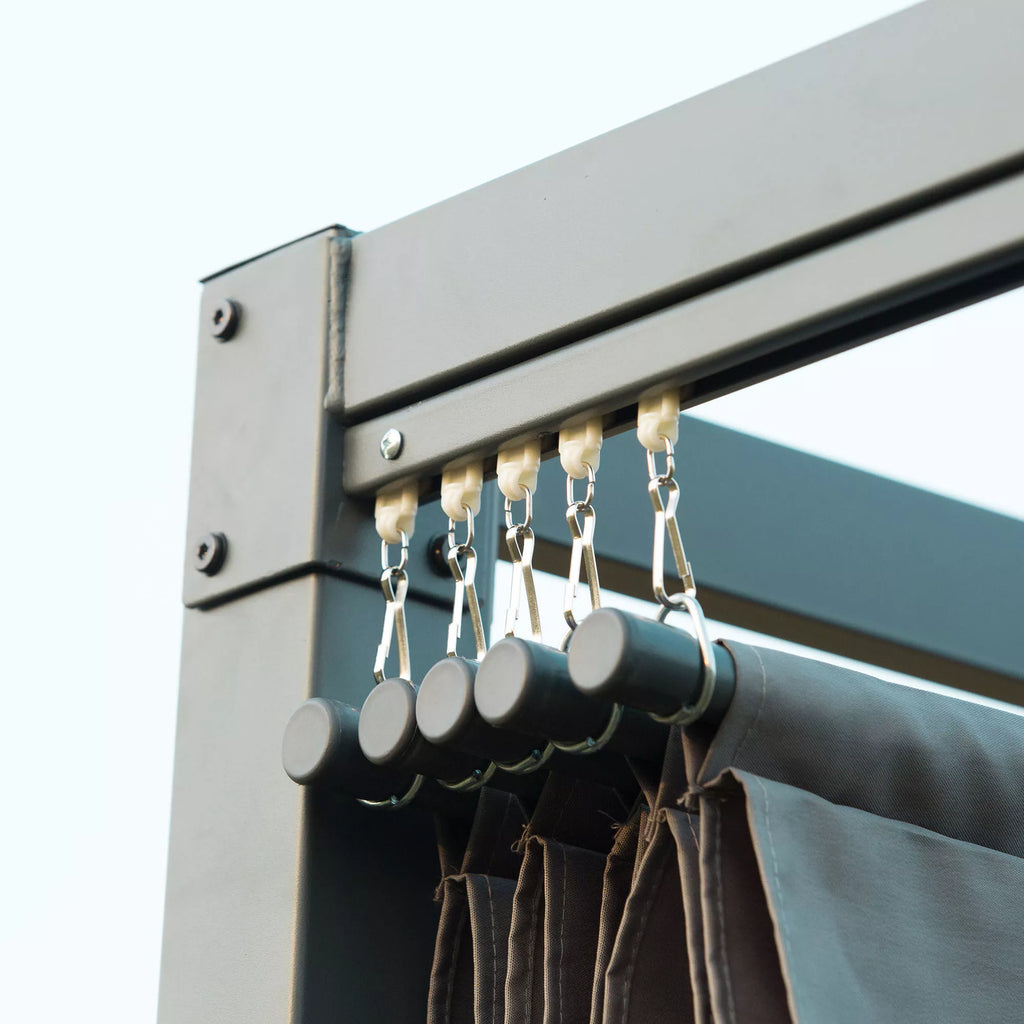 Pergola 3x2 m sodo pavėsinė, metalinis terasos stogas, sodo pavėsinė su reguliuojamu stogu, atskira, saulės apsauga terasai ir sodui, pilka