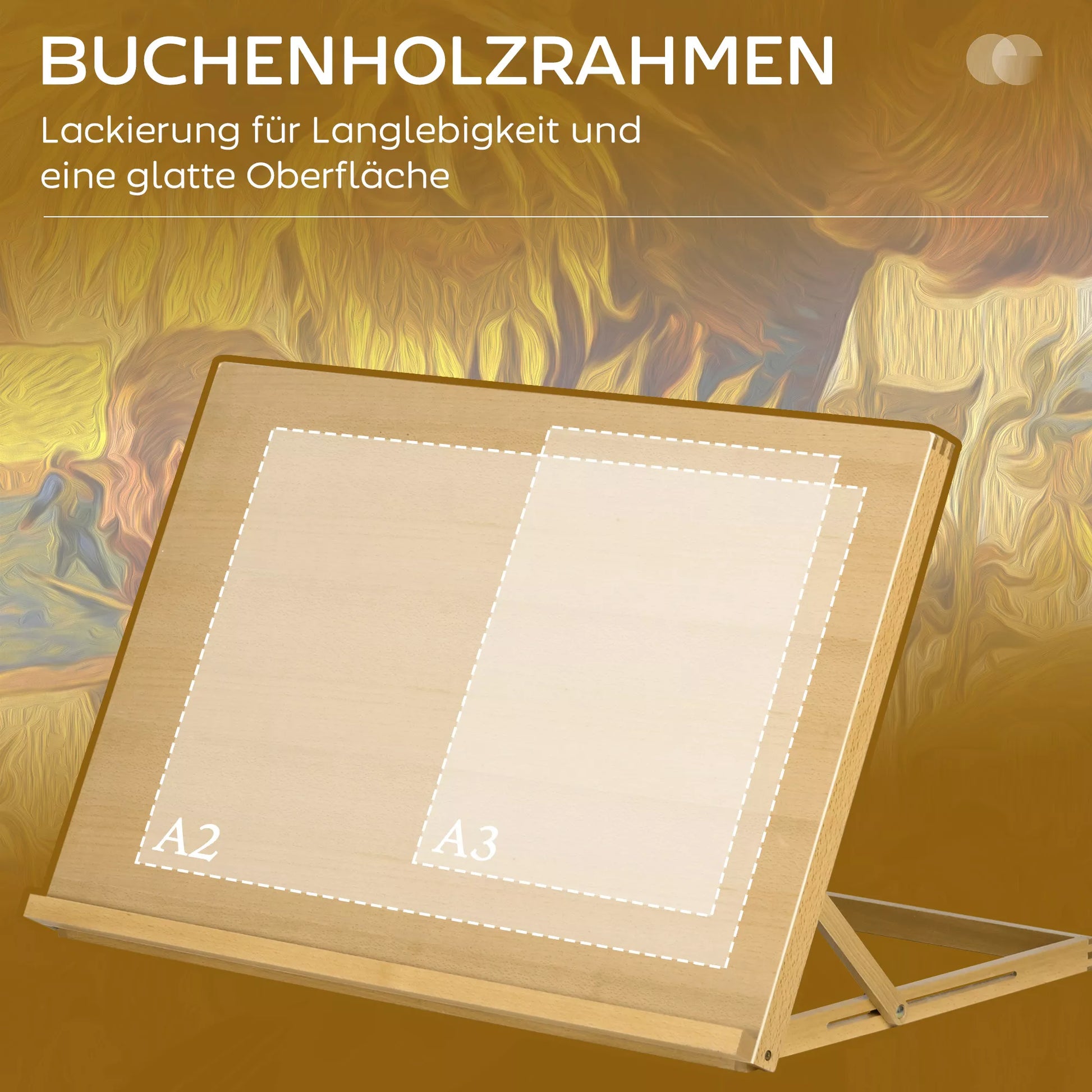 Stalo molbertas Sulankstomas 75,8x51cm Reguliuojamas Sėdimojo molberto iš bukmedžio