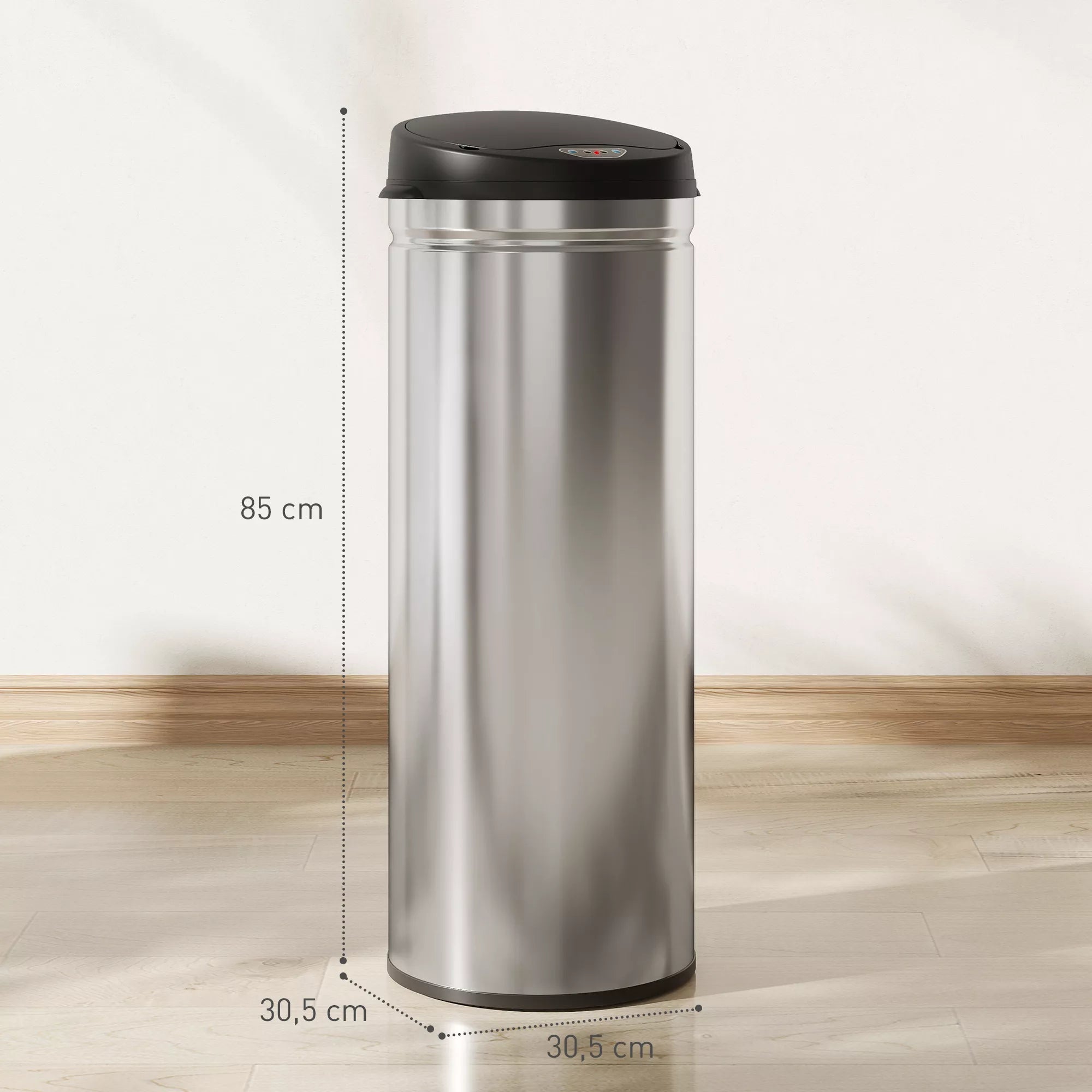 Sensorinė šiukšliadėžė 50 L, automatinė, nerūdijančio plieno, sidabrinė