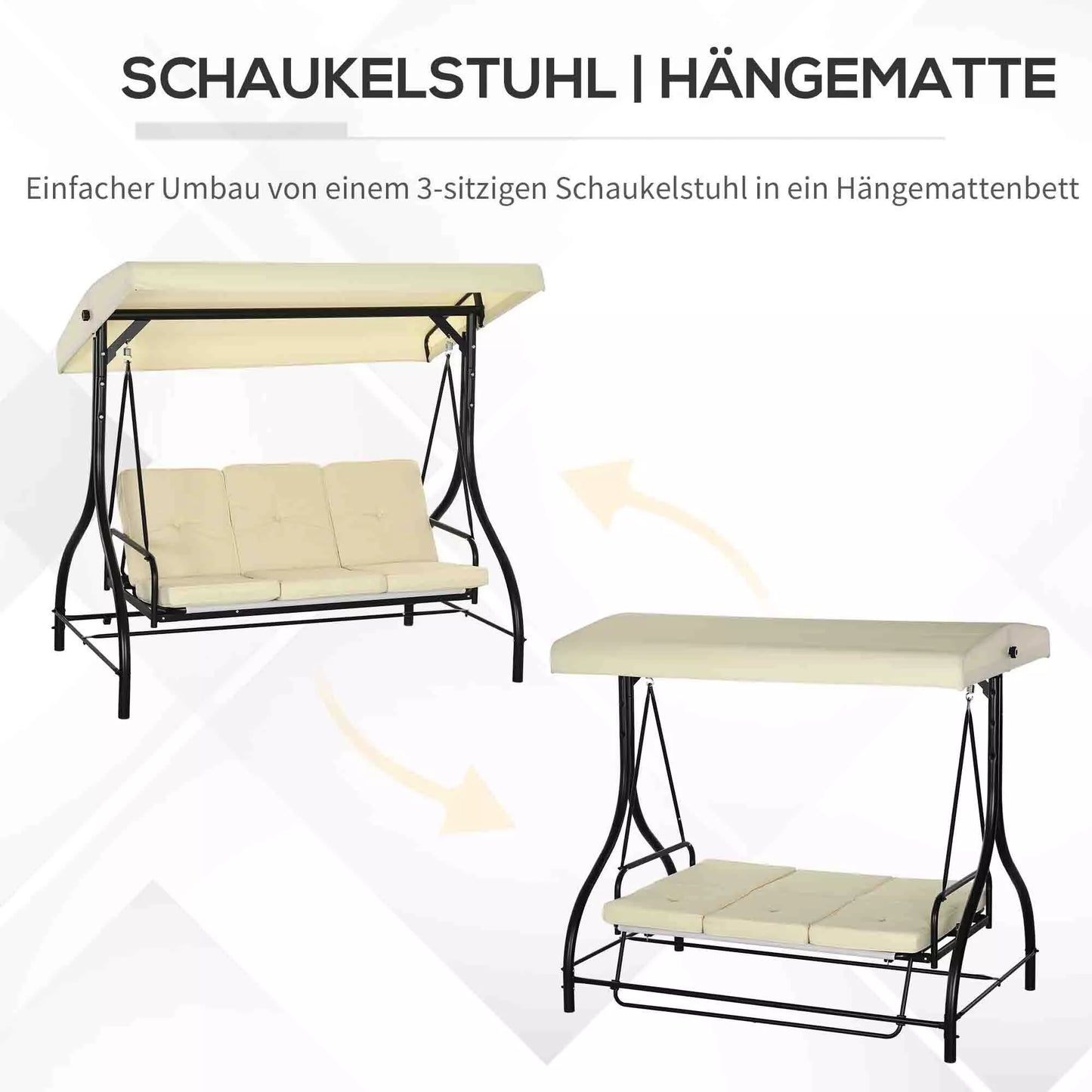 Sūpynės su atlošu, sūpynės su saulės apsauga, sodo sūpynės, verandos sūpynės, 3 sėdimosios vietos, sūpynės-lova