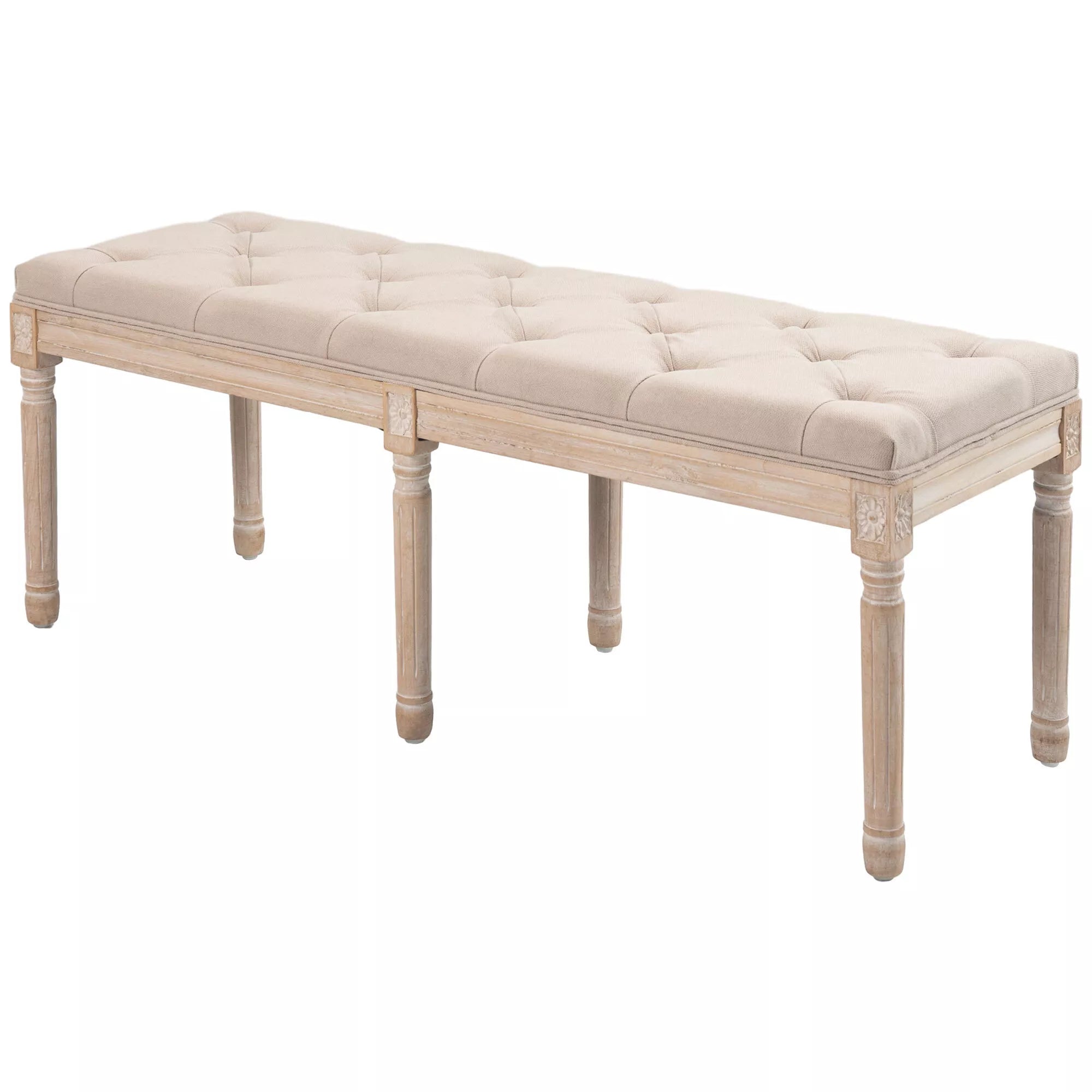 Sėdimoji sofa Vintage dizainas Vintage sofa, sagų siuvimas, tekintos kojos, Shabby Chic, kreminė + balta