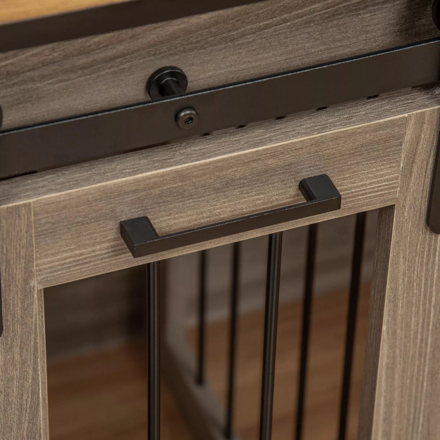 Šunų narvas su 2 durimis, šunų dėžė, transporto dėžė šunims, rustiško dizaino, užrakinamas, rudos spalvos