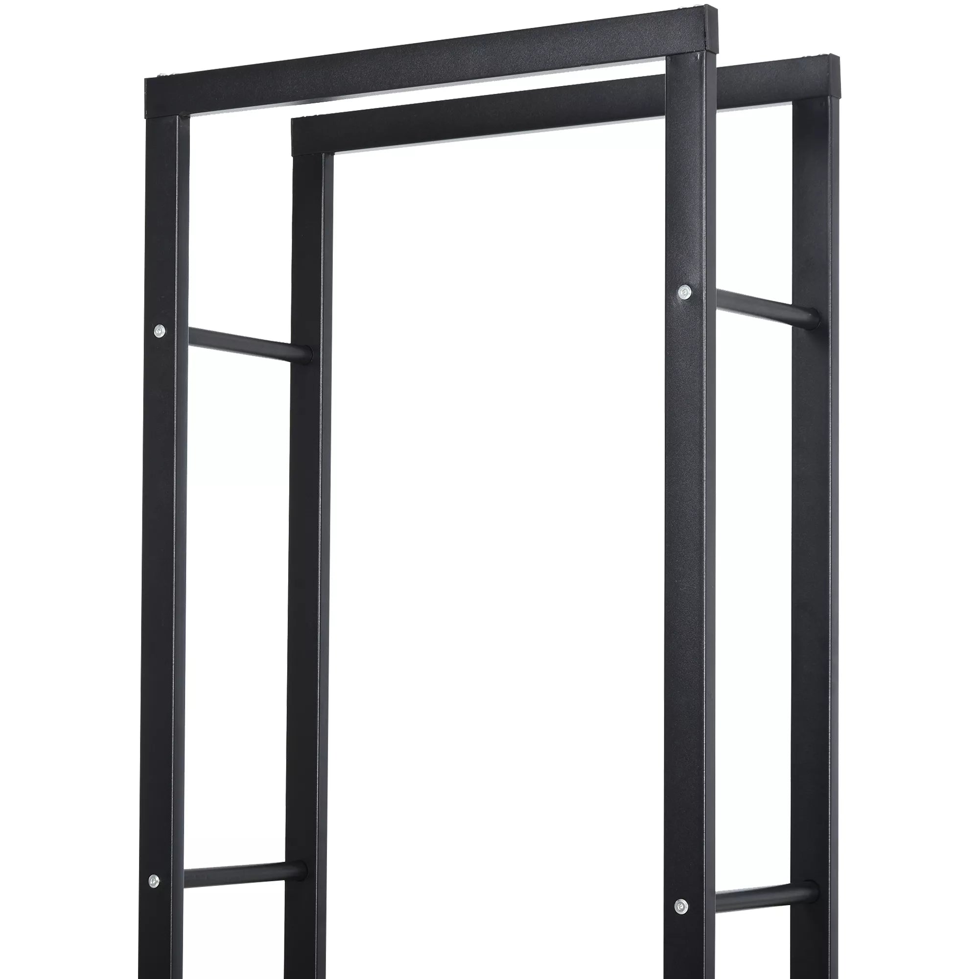 Metalinė malkų lentynėlė 40 x 25 x 150 cm Malkų lentynėlė Stalo pagalba Plieninis rėmas iki 100 kg Malkų laikymo vieta Lauko medinė lentynėlė Malkų lentynėlė sodui Terasai Lauko Juoda
